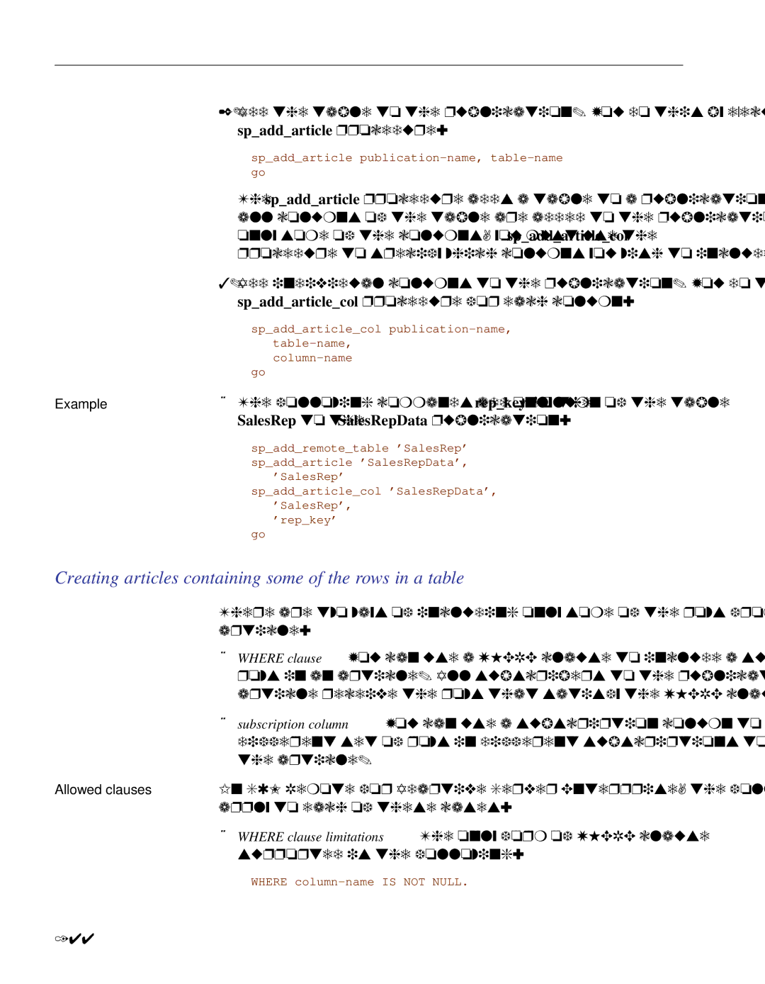 Sybase DC38133-01-0902-01 manual Creating articles containing some of the rows in a table 