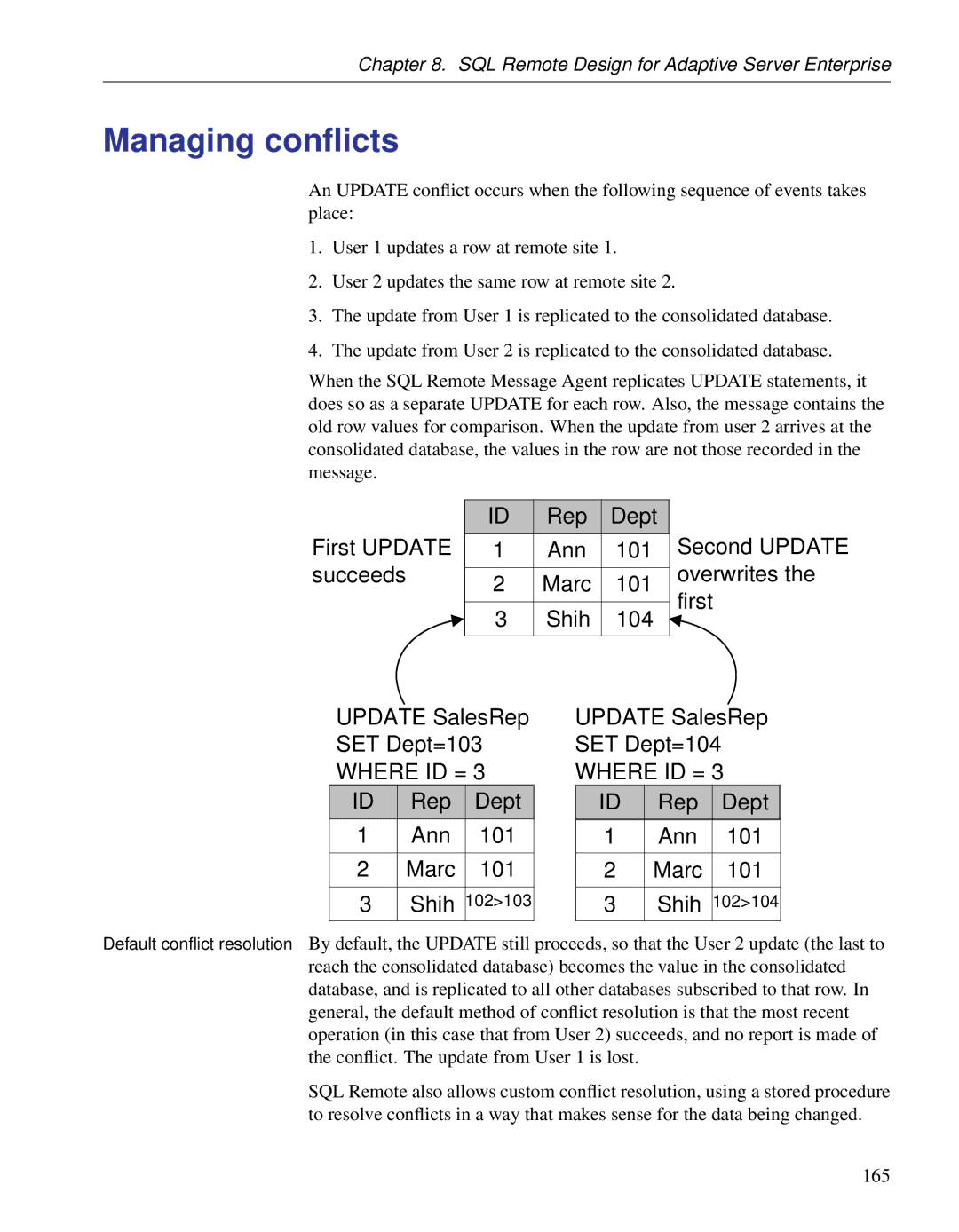 Sybase DC38133-01-0902-01 manual Managing conﬂicts 