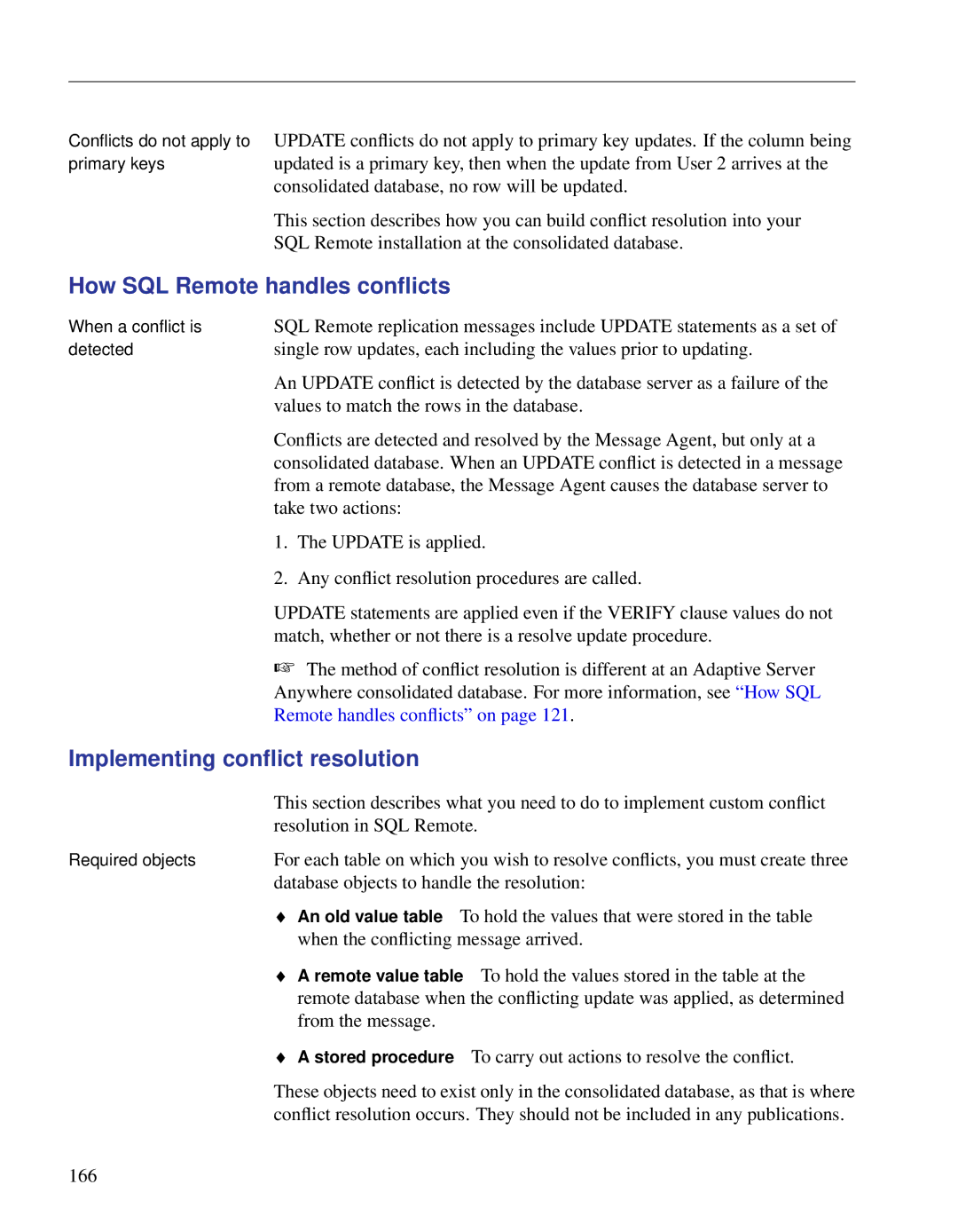 Sybase DC38133-01-0902-01 Consolidated database, no row will be updated, Values to match the rows in the database, 166 