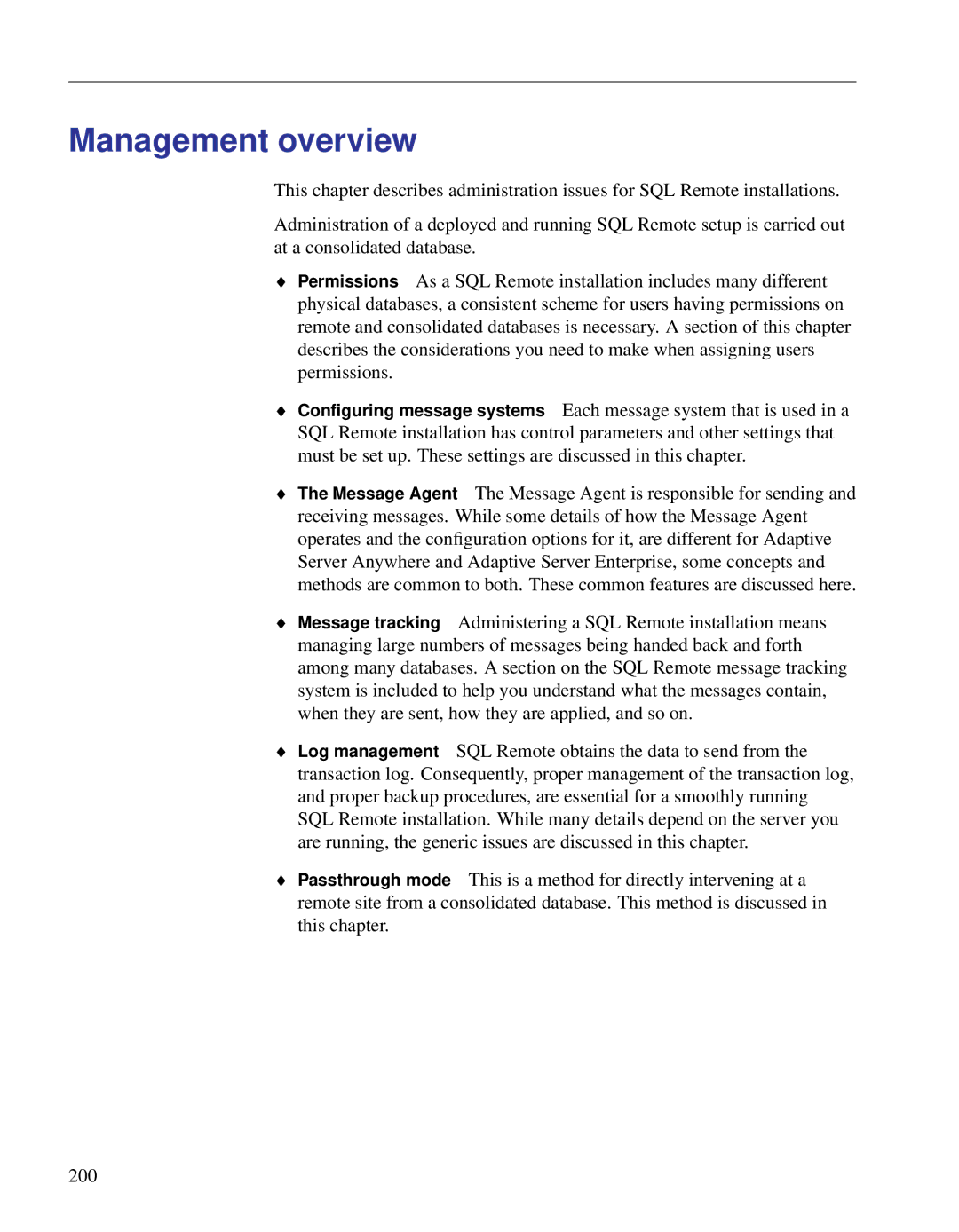 Sybase DC38133-01-0902-01 manual Management overview 