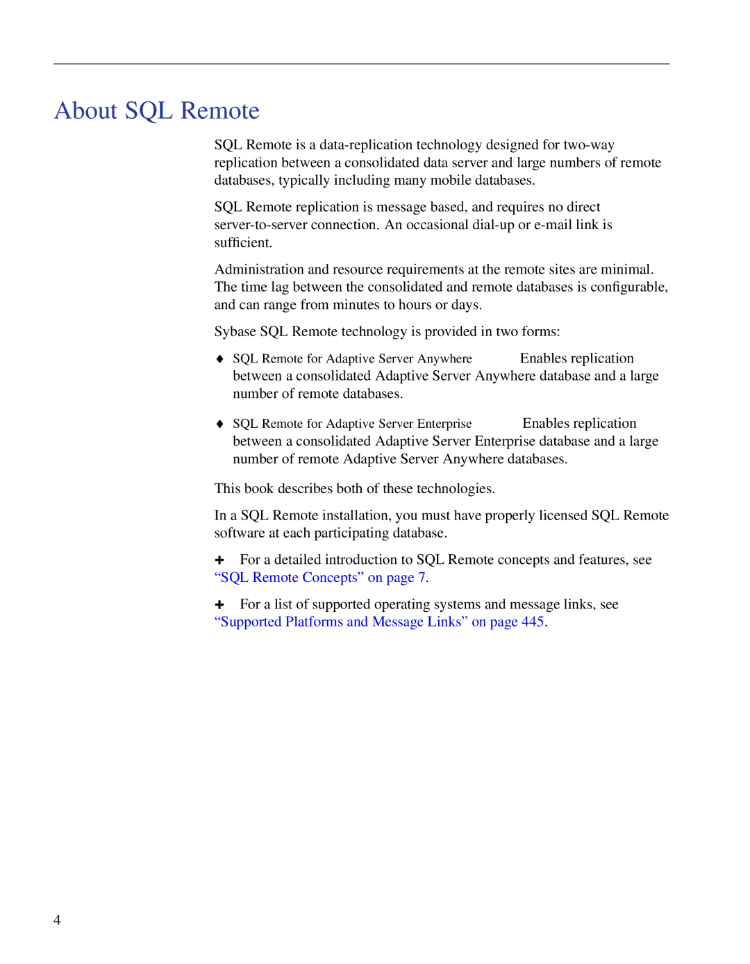Sybase DC38133-01-0902-01 manual About SQL Remote, SQL Remote for Adaptive Server Anywhere Enables replication 