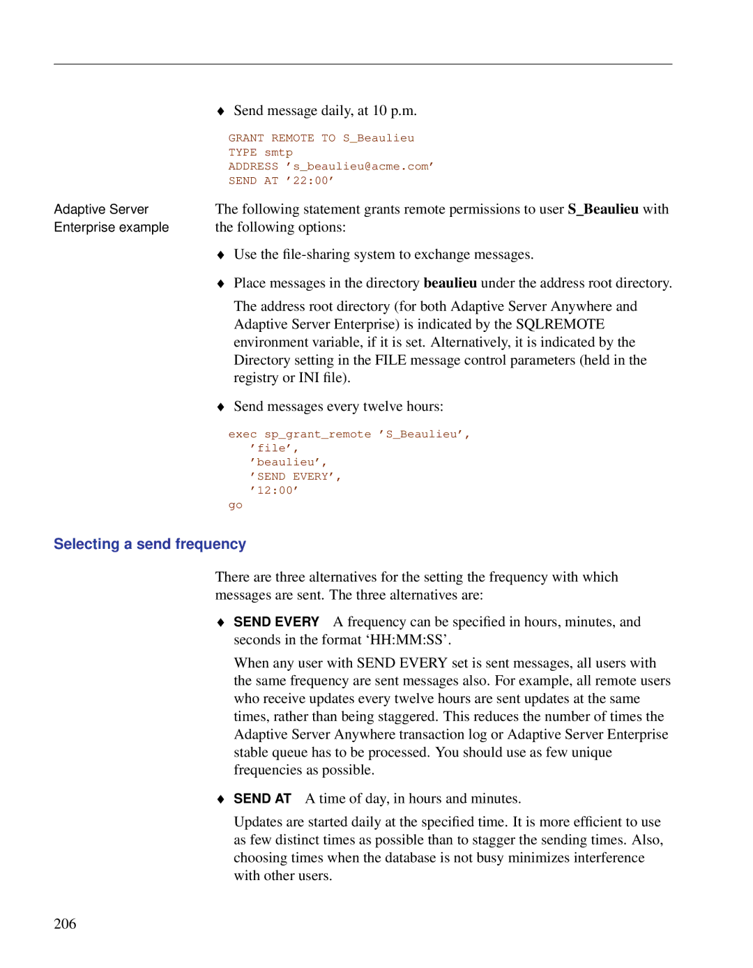 Sybase DC38133-01-0902-01 manual Selecting a send frequency 