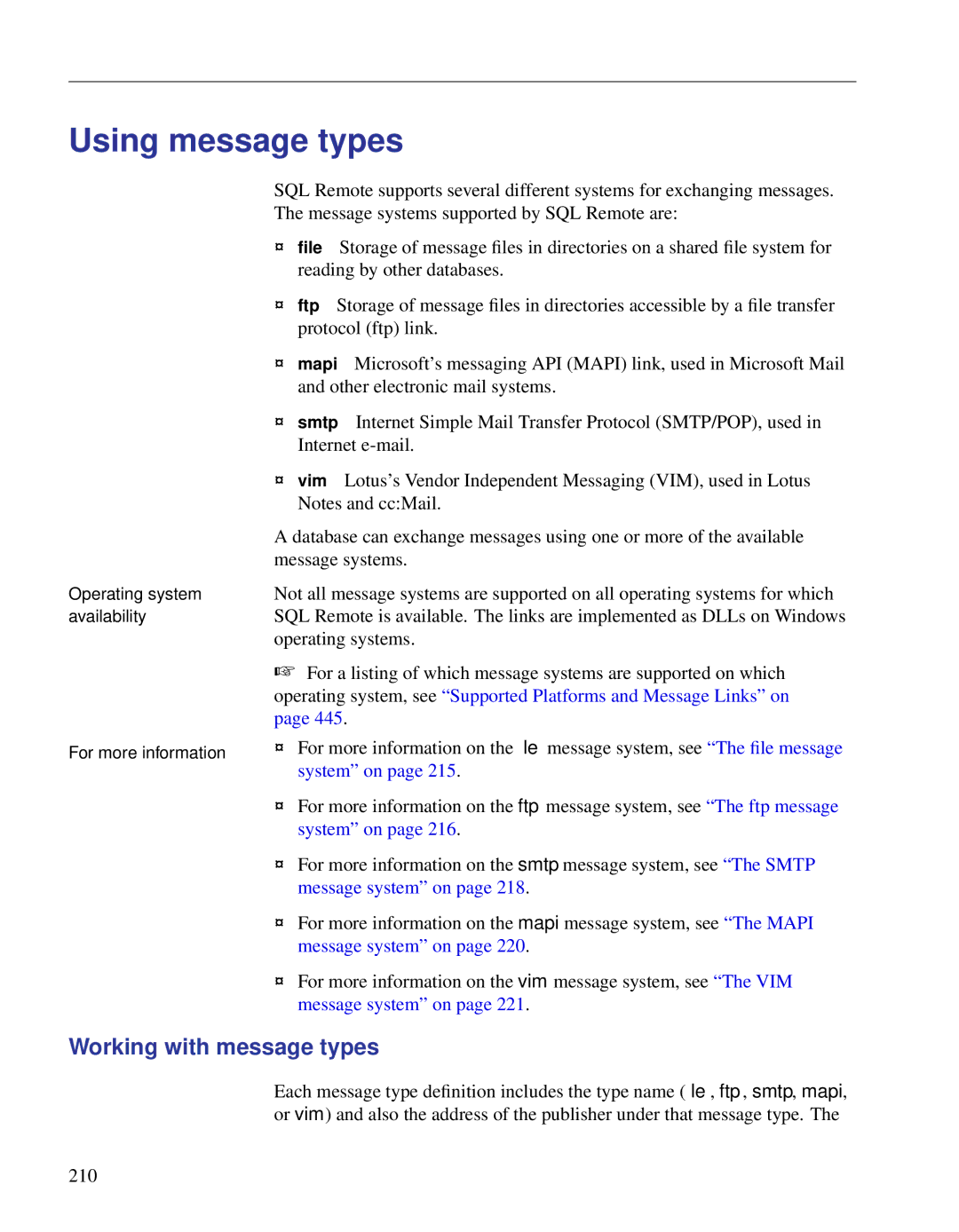 Sybase DC38133-01-0902-01 manual Using message types, Working with message types 