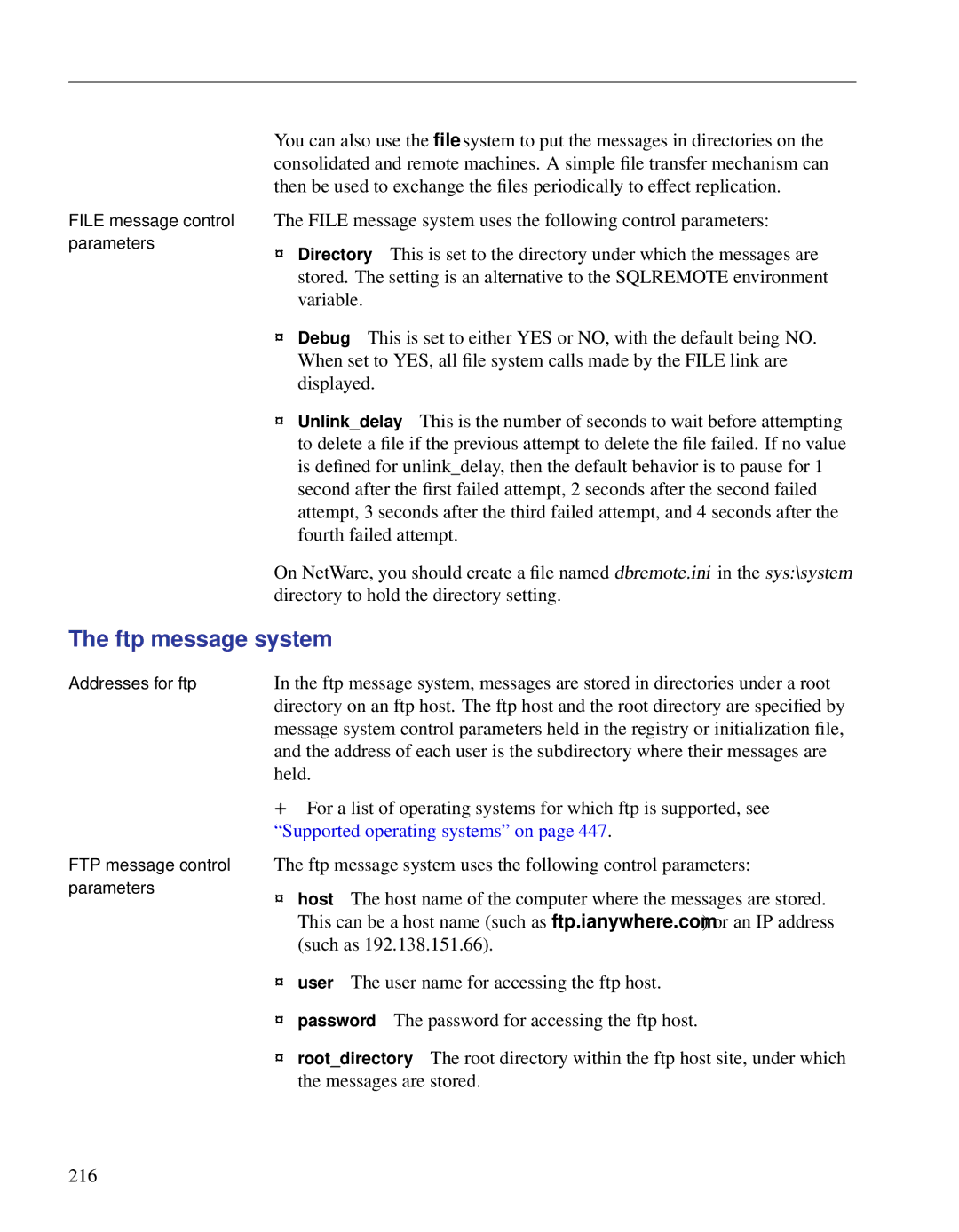 Sybase DC38133-01-0902-01 manual Ftp message system 