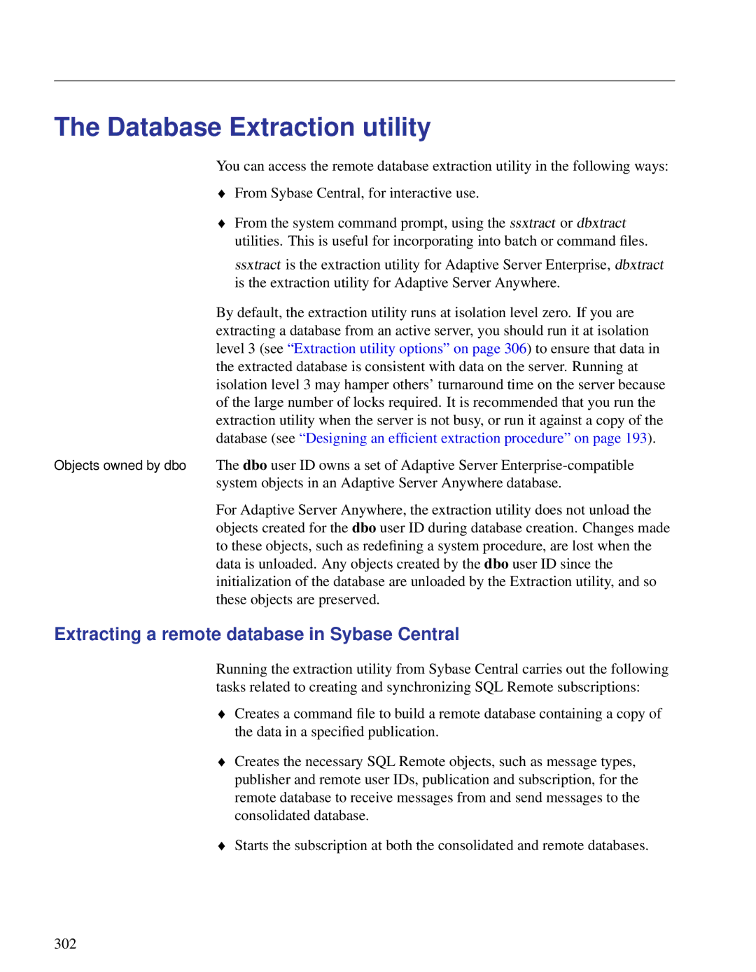 Sybase DC38133-01-0902-01 manual Database Extraction utility, Extracting a remote database in Sybase Central 