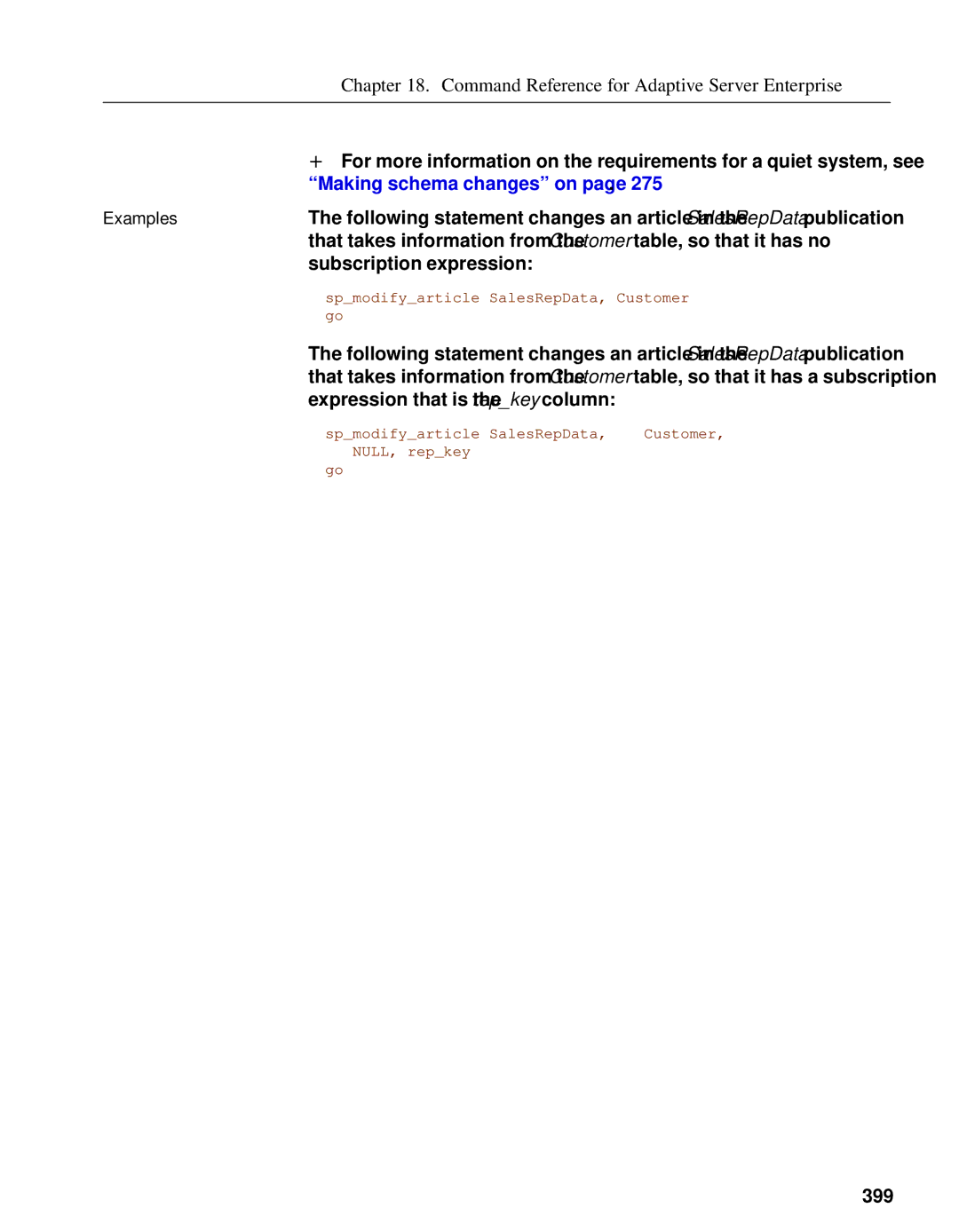 Sybase DC38133-01-0902-01 manual Subscription expression, Expression that is the repkey column, 399 