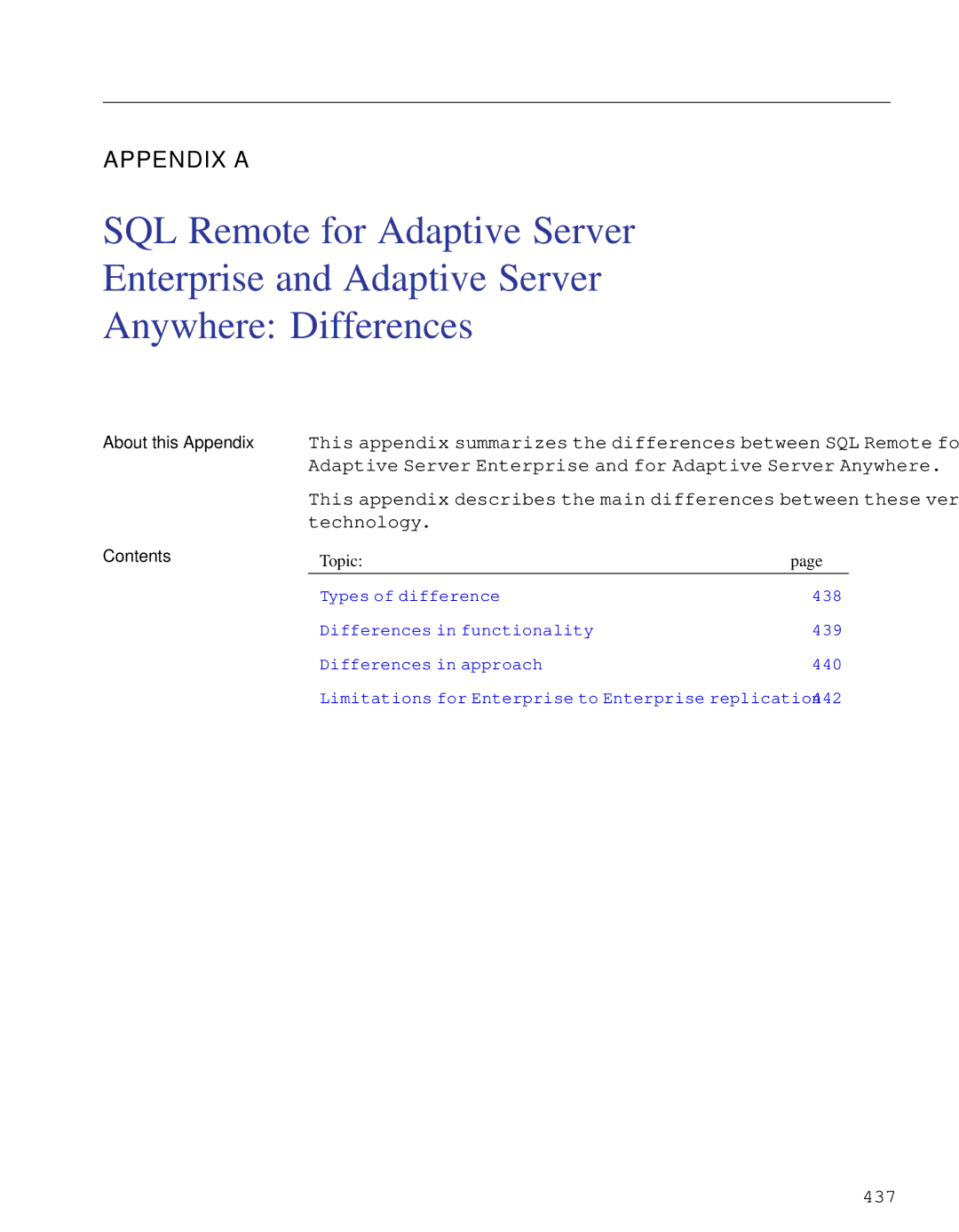 Sybase DC38133-01-0902-01 manual 437 