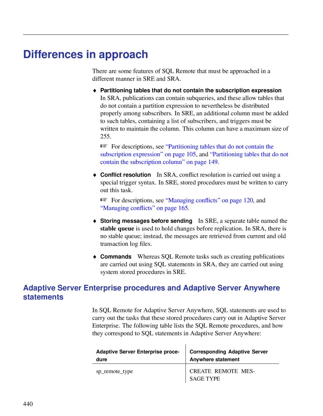 Sybase DC38133-01-0902-01 manual Differences in approach, 440 