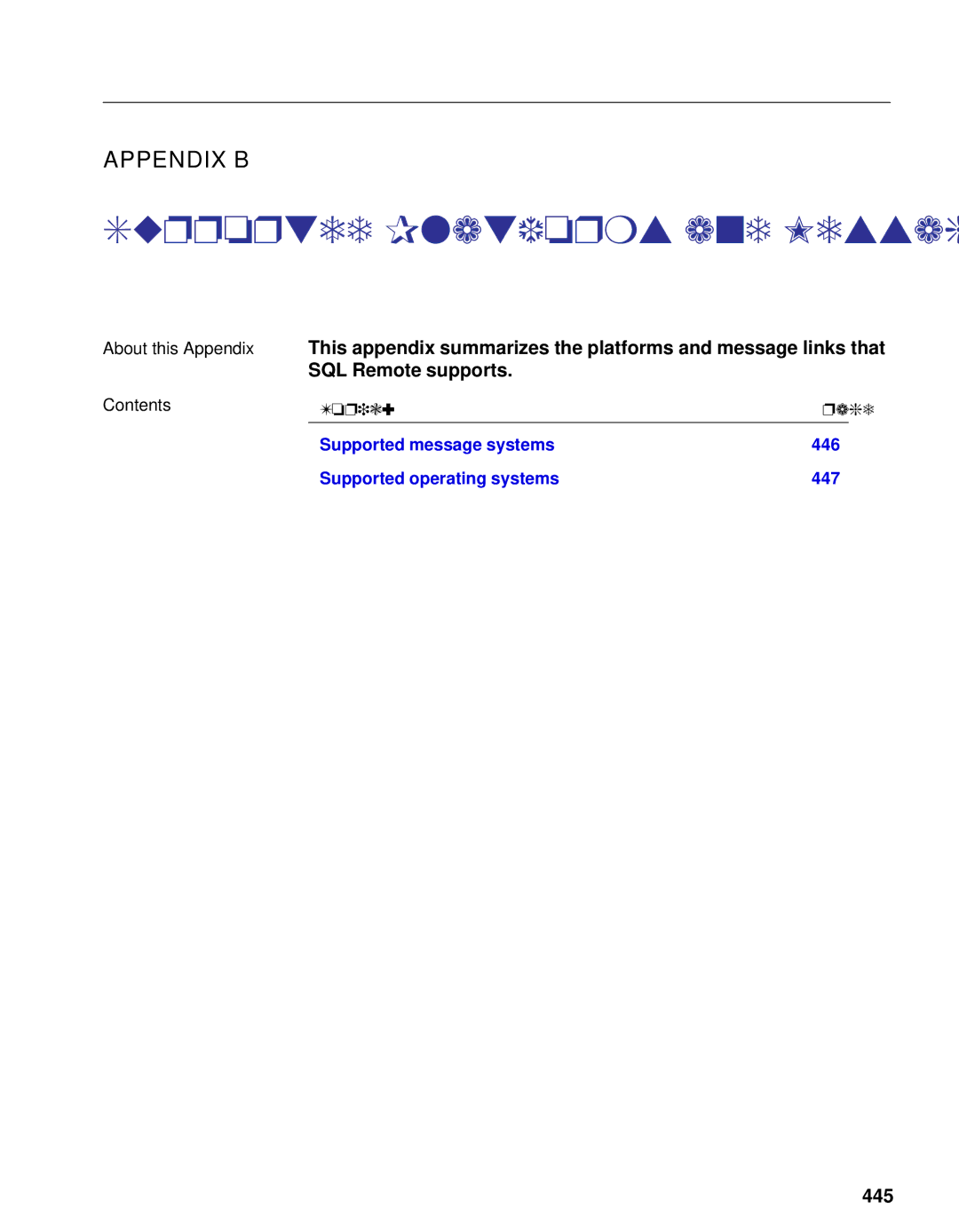 Sybase DC38133-01-0902-01 manual Supported Platforms and Message Links, 445 