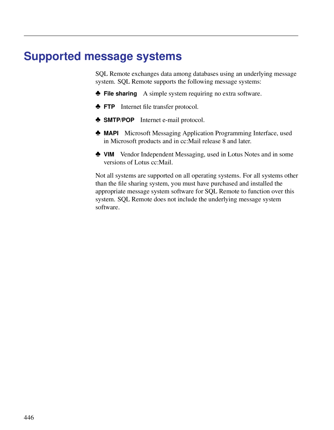 Sybase DC38133-01-0902-01 manual Supported message systems 