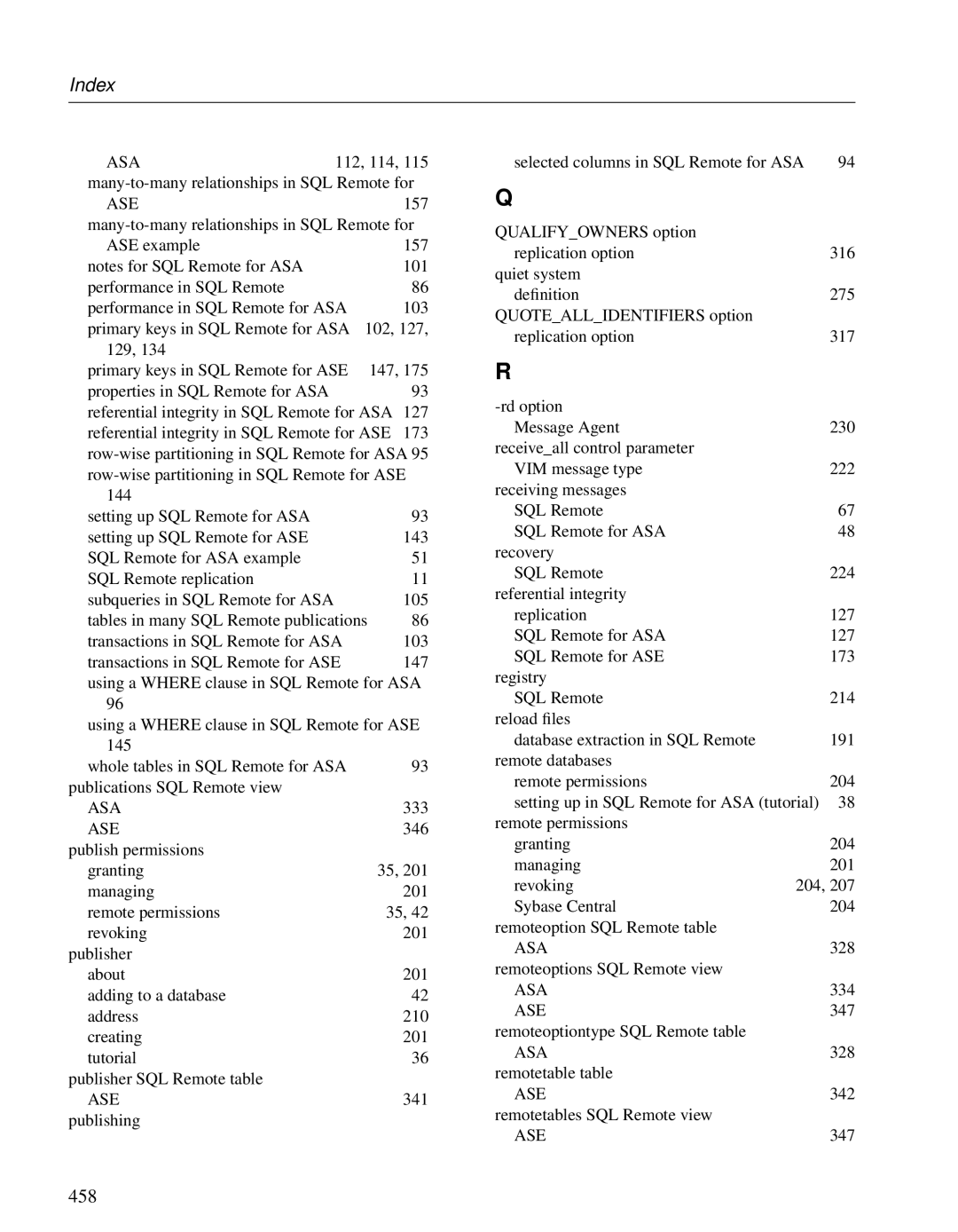 Sybase DC38133-01-0902-01 manual 458 