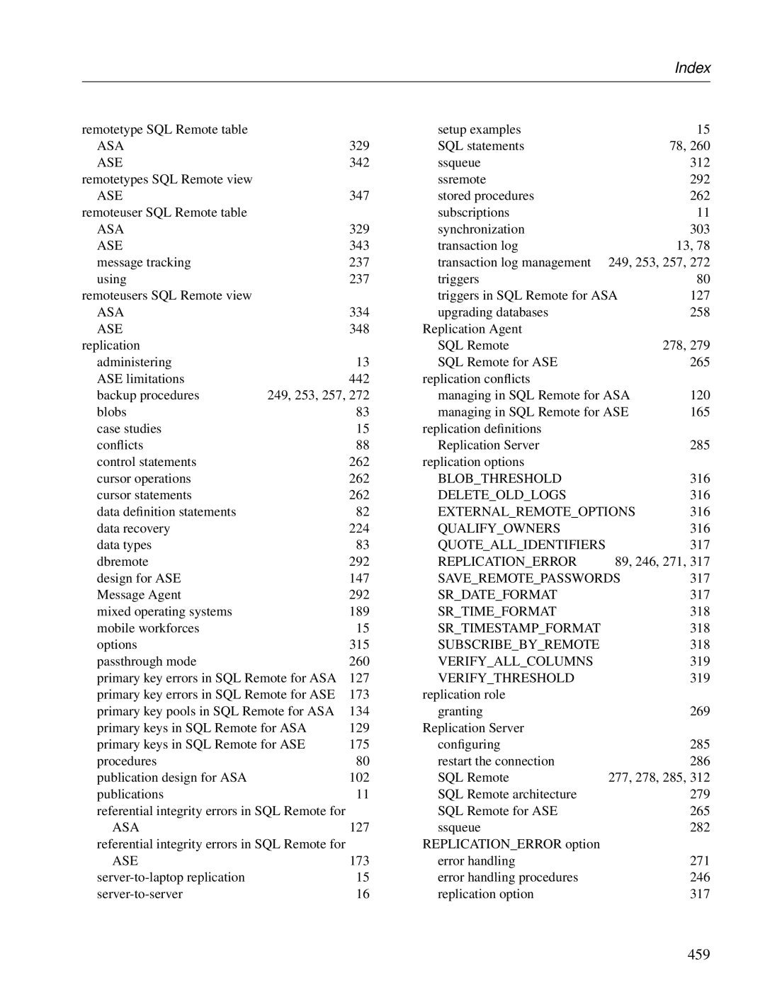 Sybase DC38133-01-0902-01 manual 459 