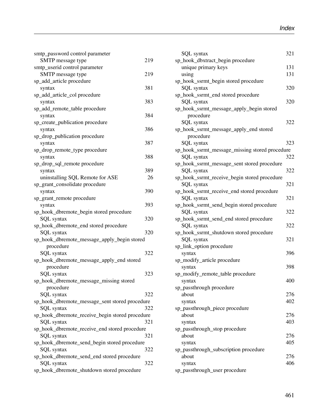 Sybase DC38133-01-0902-01 manual 461 