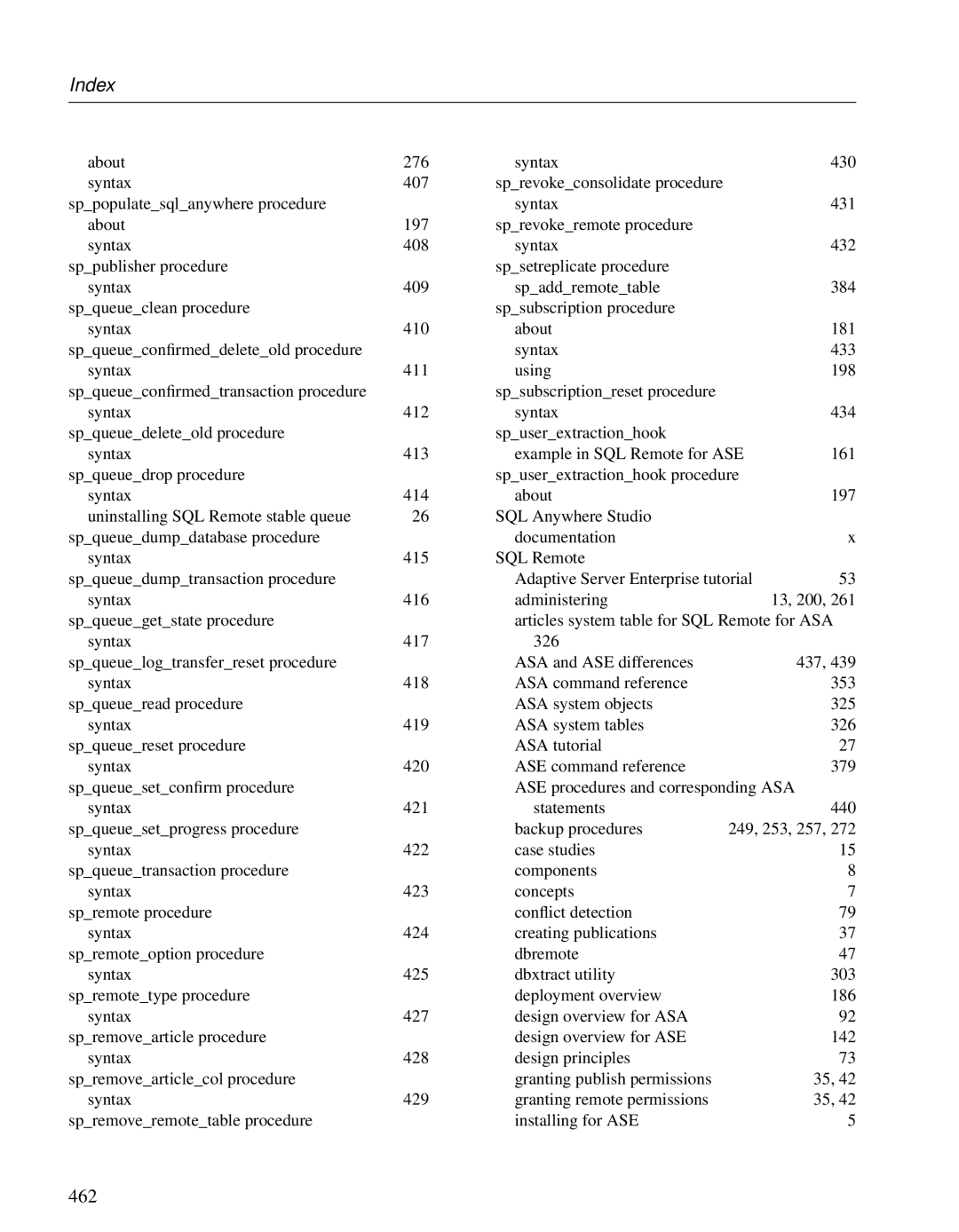 Sybase DC38133-01-0902-01 manual 462 