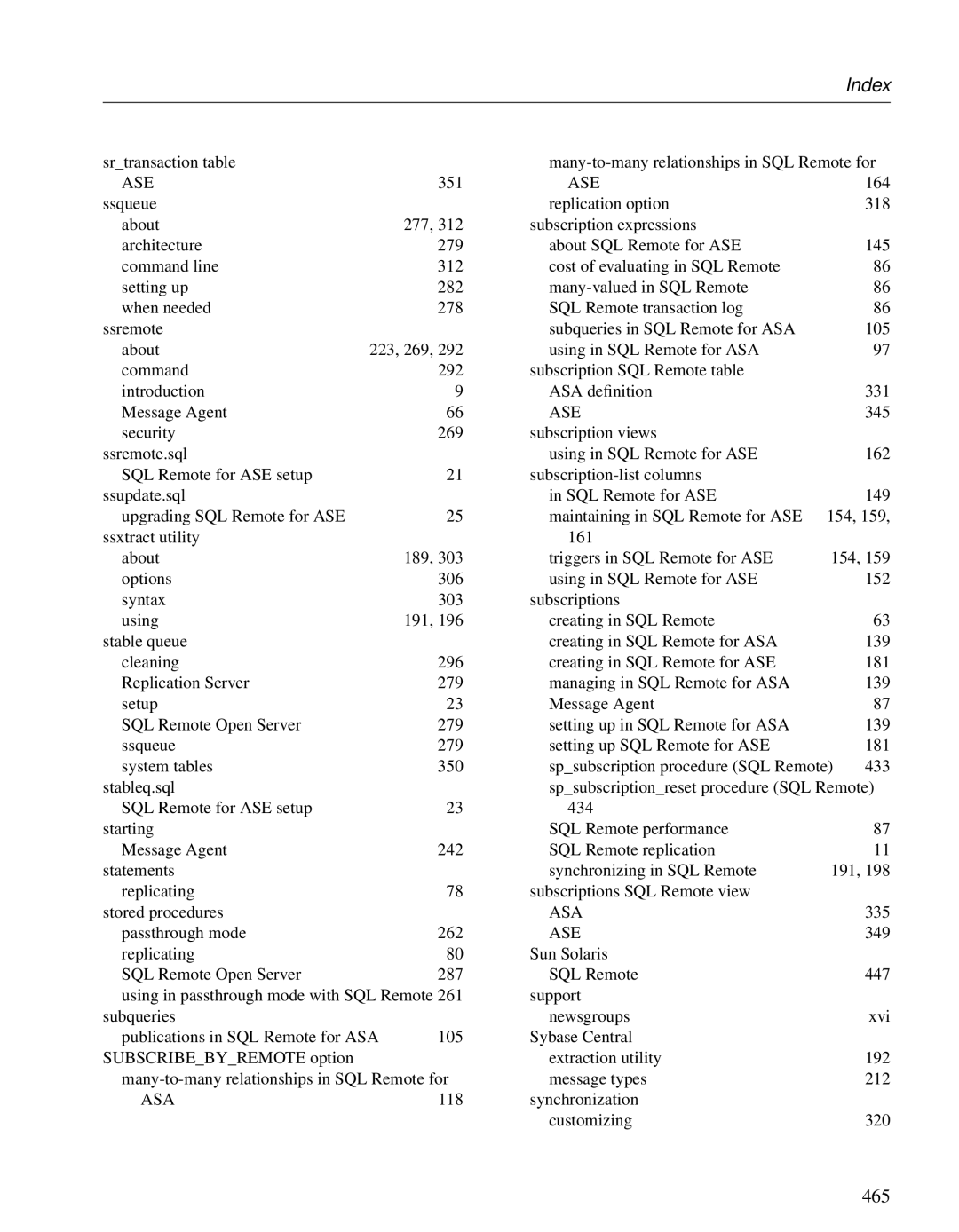 Sybase DC38133-01-0902-01 manual 465 