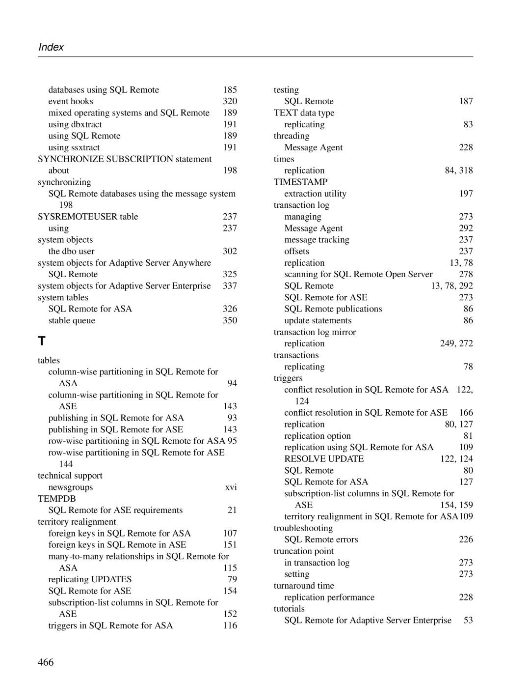 Sybase DC38133-01-0902-01 manual 466 