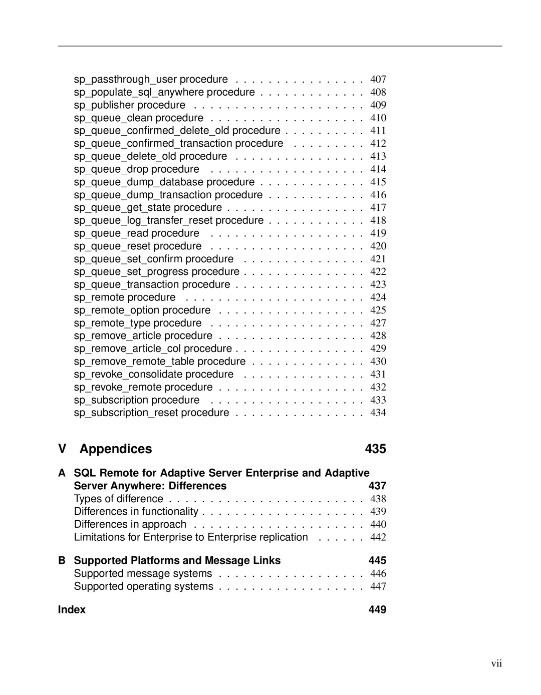 Sybase DC38133-01-0902-01 manual SQL Remote for Adaptive Server Enterprise and Adaptive, Server Anywhere Differences 437 