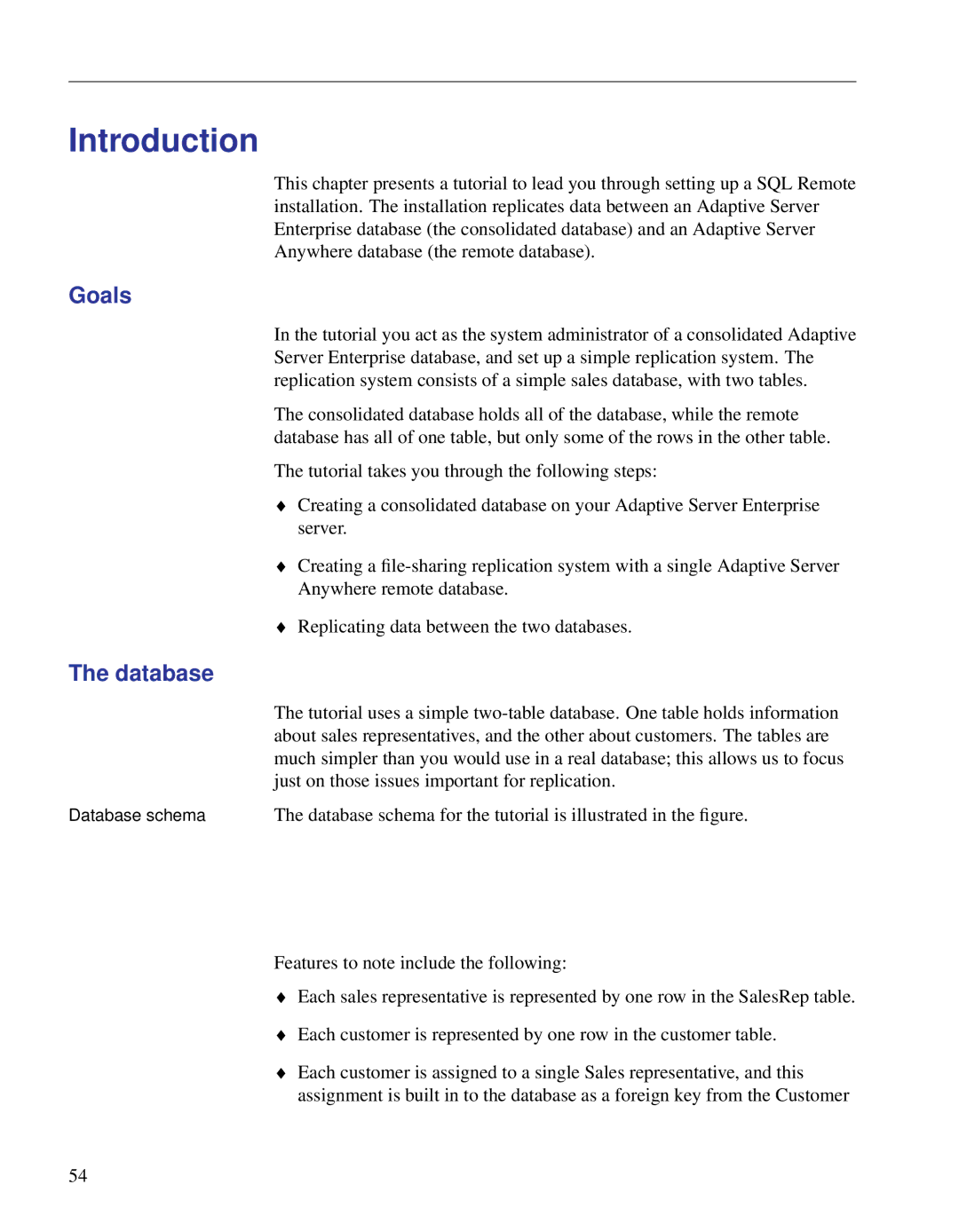 Sybase DC38133-01-0902-01 manual Database schema for the tutorial is illustrated in the ﬁgure 