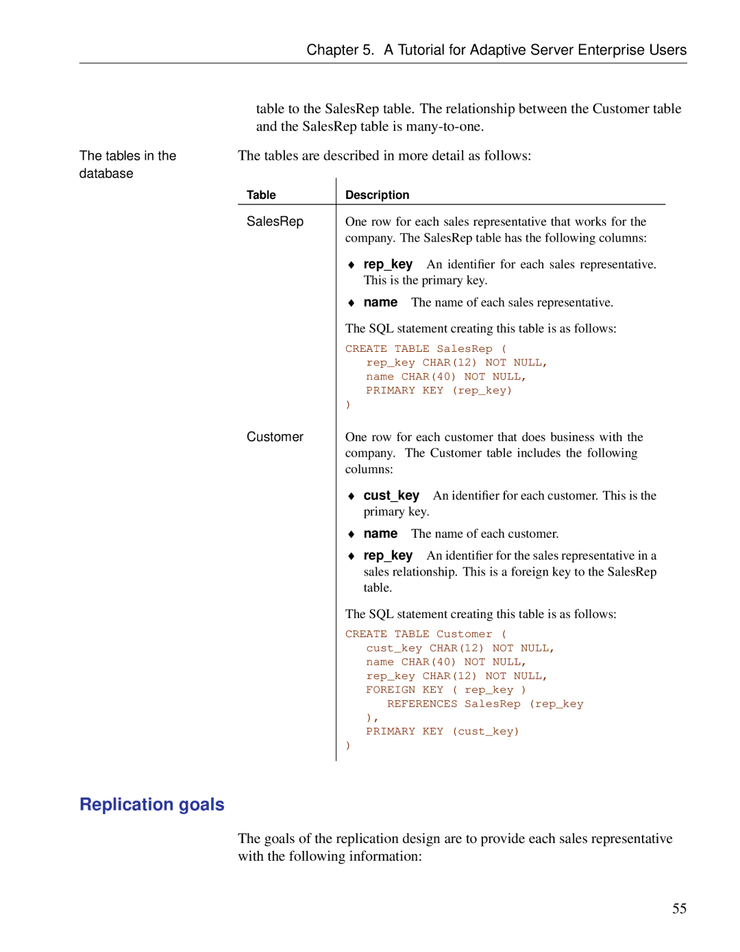 Sybase DC38133-01-0902-01 manual Tutorial for Adaptive Server Enterprise Users, SalesRep table is many-to-one 