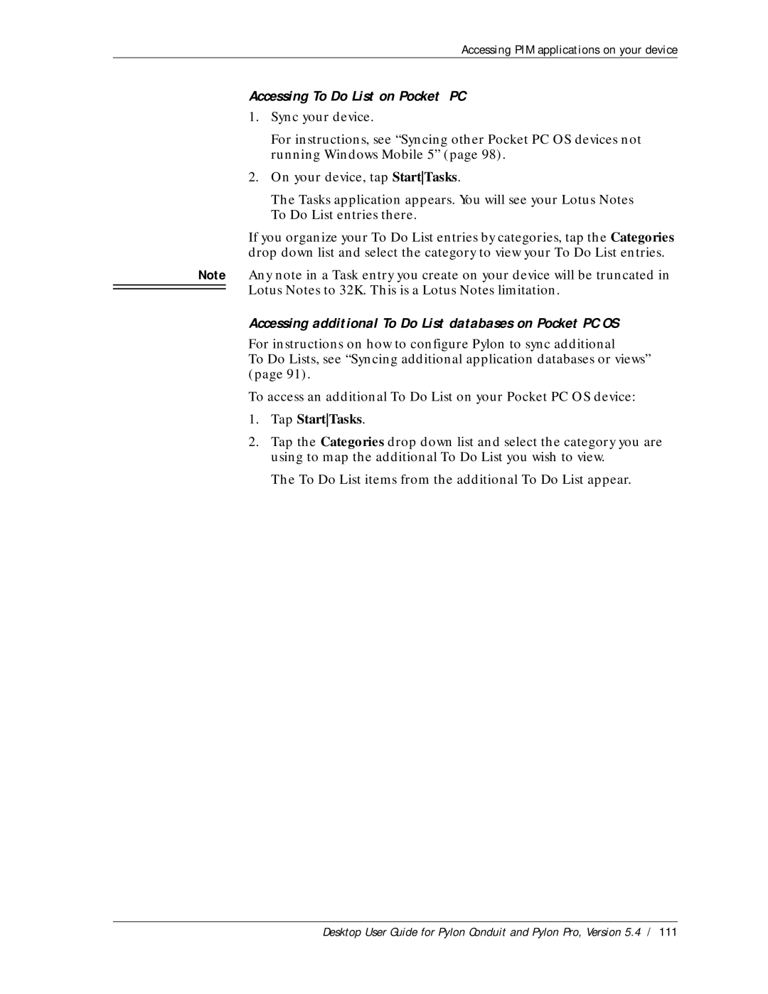 Sybase Desktop manual Accessing To Do List on Pocket PC, Accessing additional To Do List databases on Pocket PC OS 