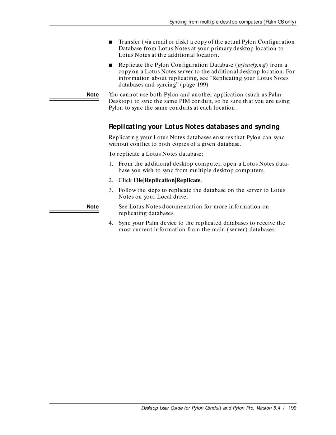 Sybase Desktop manual Replicating your Lotus Notes databases and syncing, Click FileReplicationReplicate 