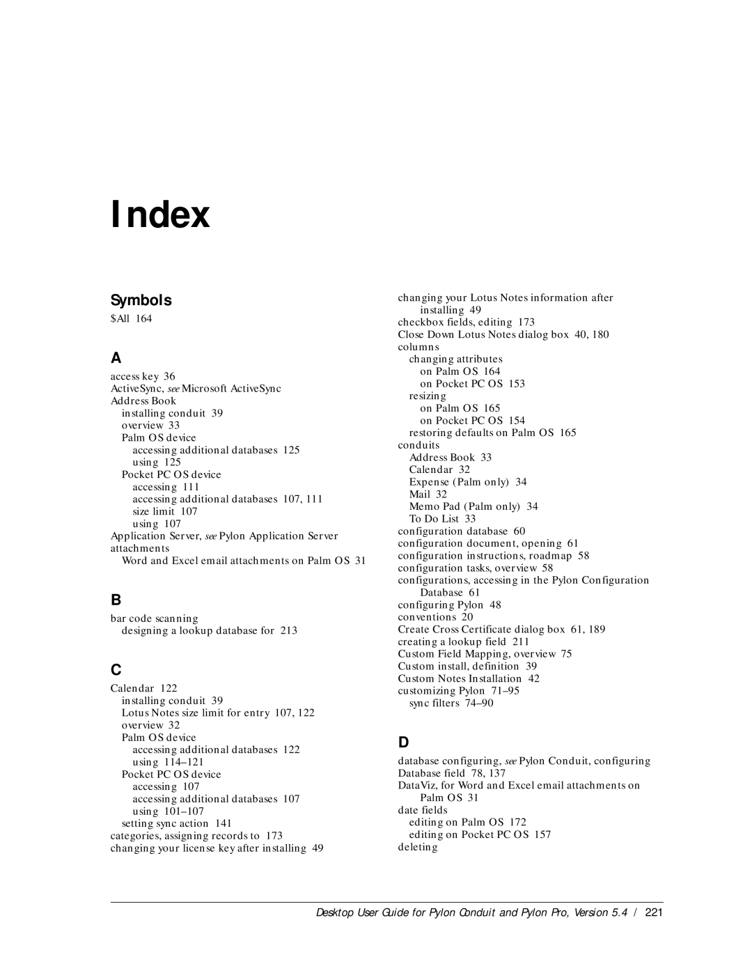 Sybase Desktop manual Index, Symbols 