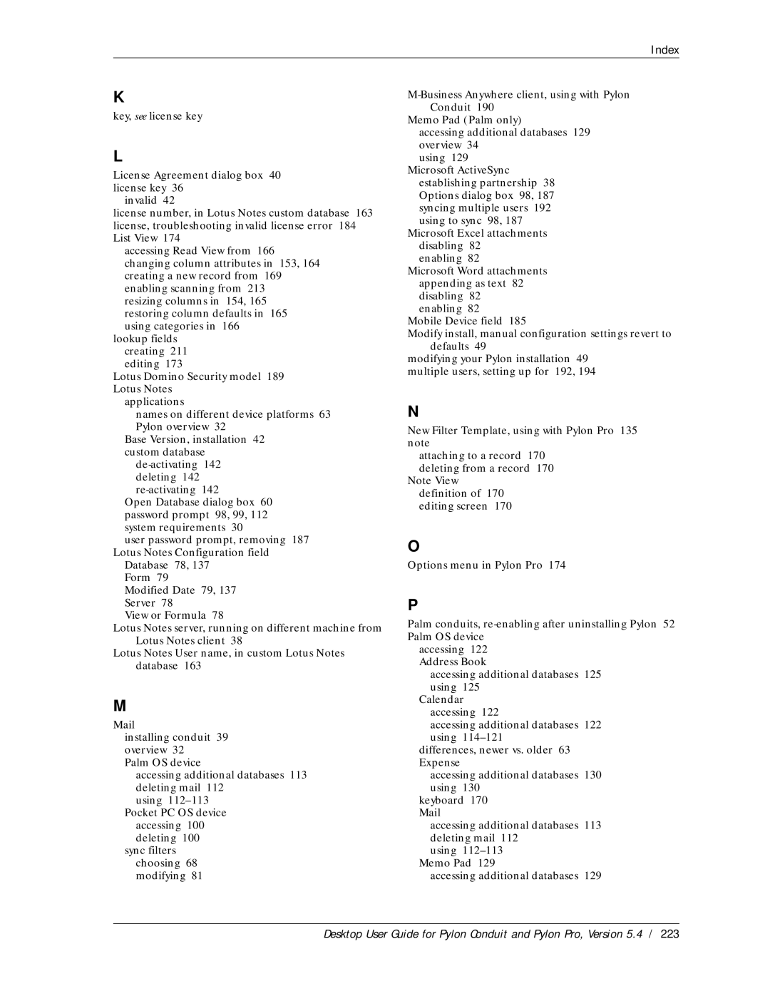 Sybase Desktop manual Index 