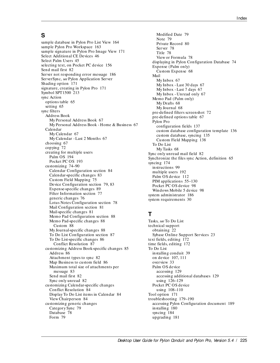 Sybase Desktop manual Index 