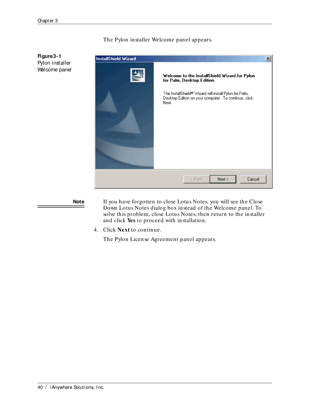 Sybase Desktop manual Pylon installer Welcome panel 