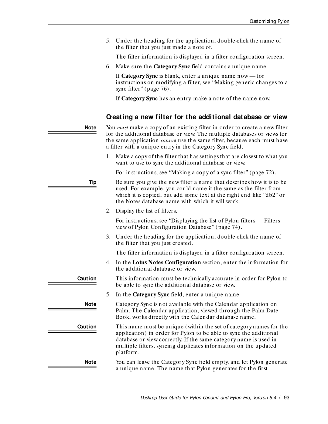 Sybase Desktop manual Creating a new filter for the additional database or view 