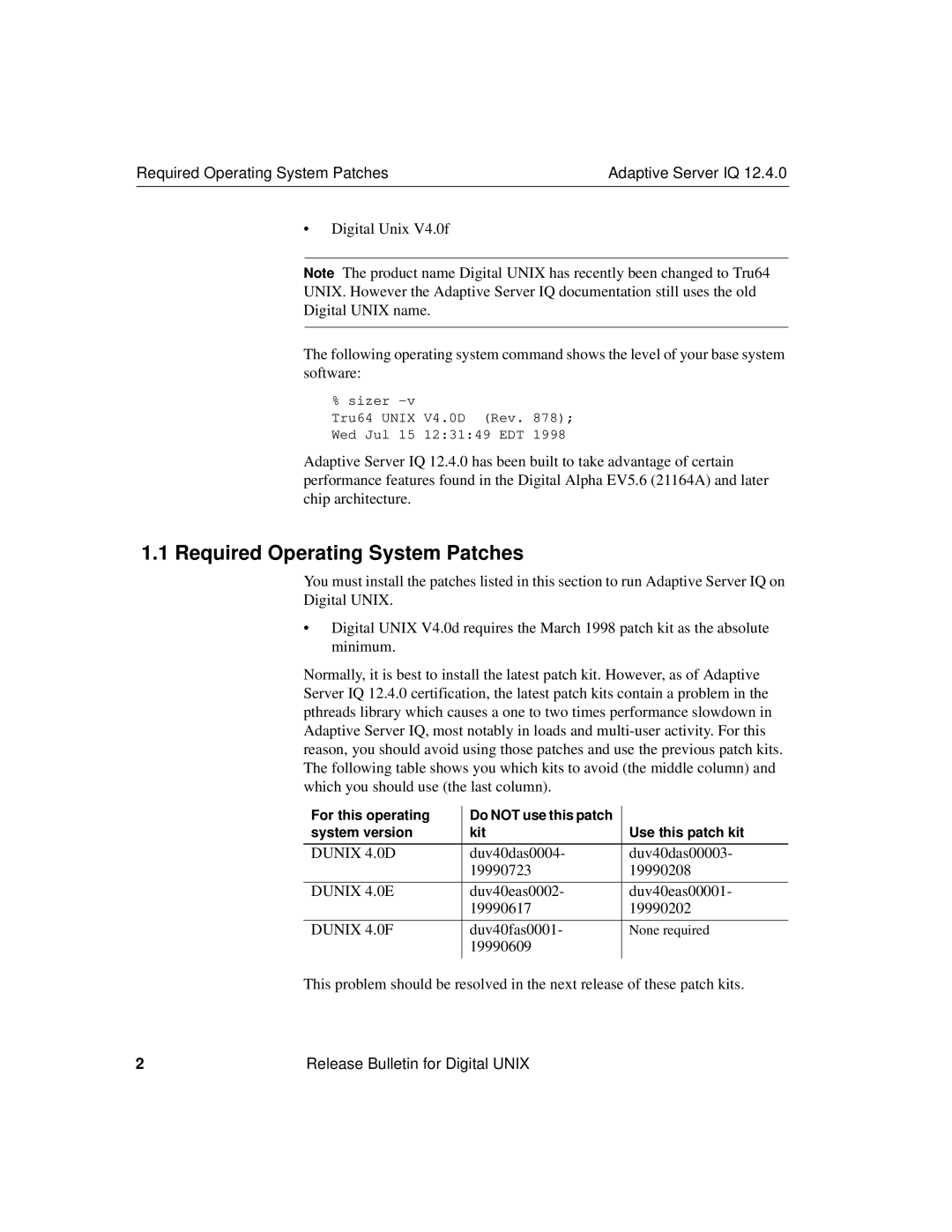 Sybase IQ 12.4.0 installation instructions Required Operating System Patches Adaptive Server IQ 