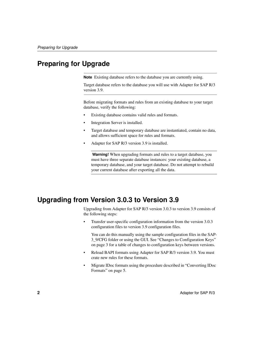 Sybase R/3 manual Preparing for Upgrade, Upgrading from Version 3.0.3 to Version 