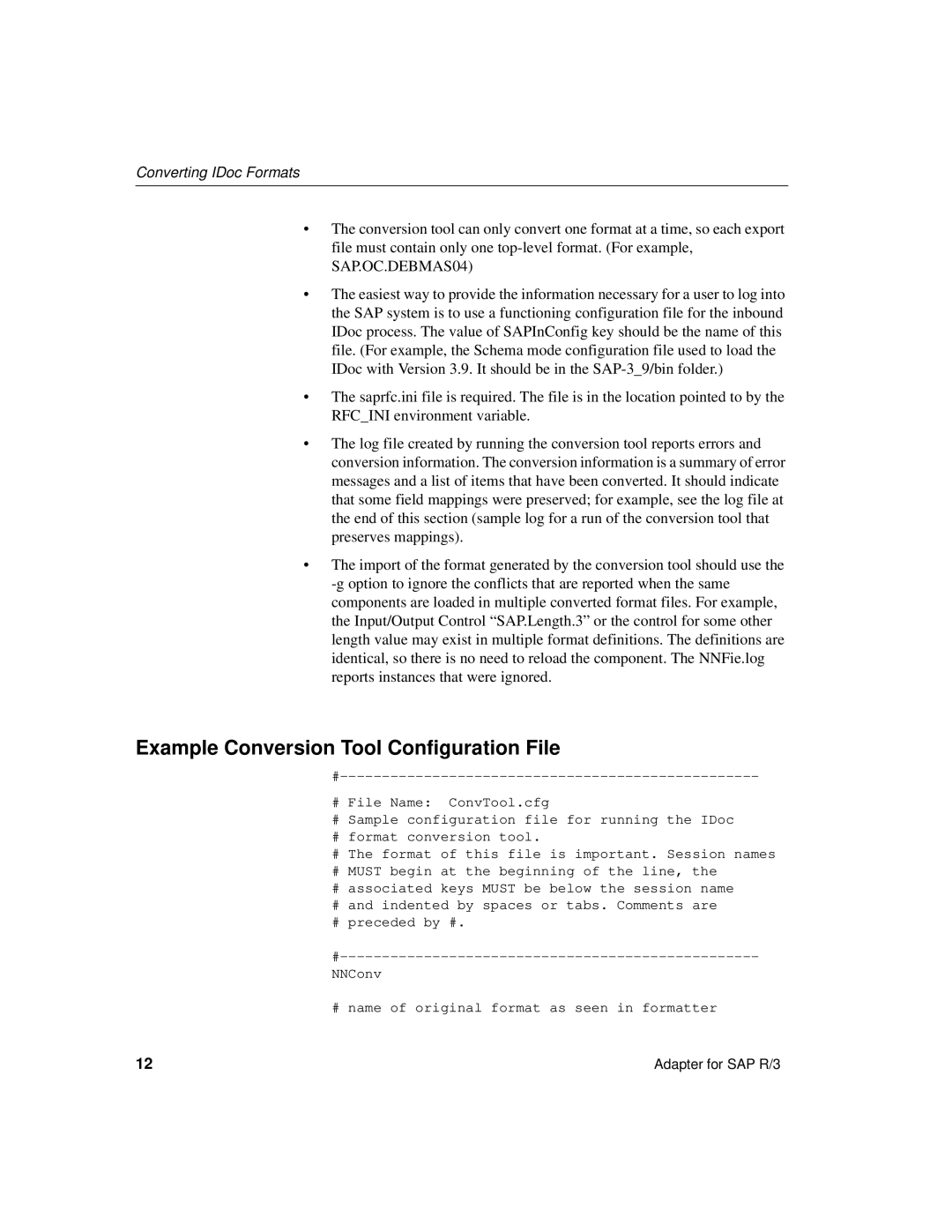 Sybase R/3 manual Example Conversion Tool Configuration File 