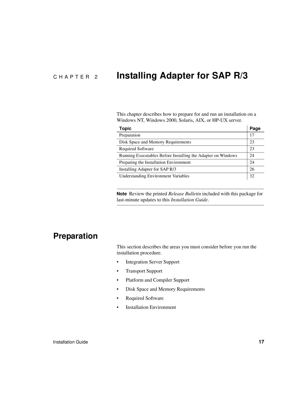 Sybase manual A P T E R 2 Installing Adapter for SAP R/3, Preparation 