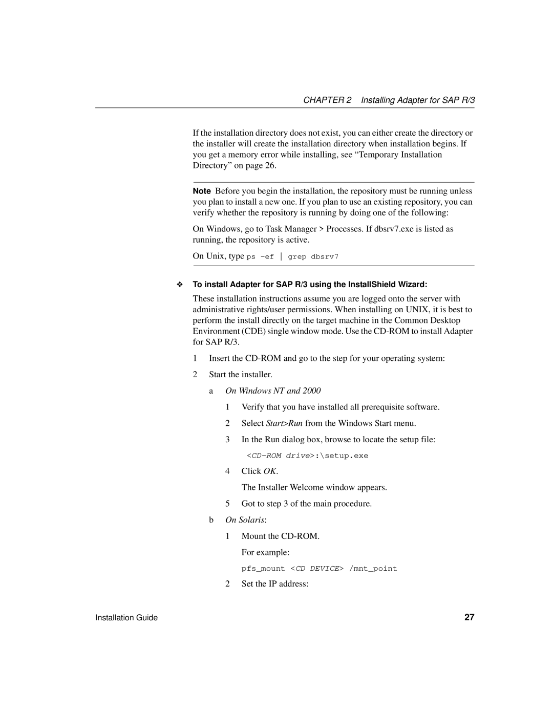 Sybase R/3 manual On Windows NT 