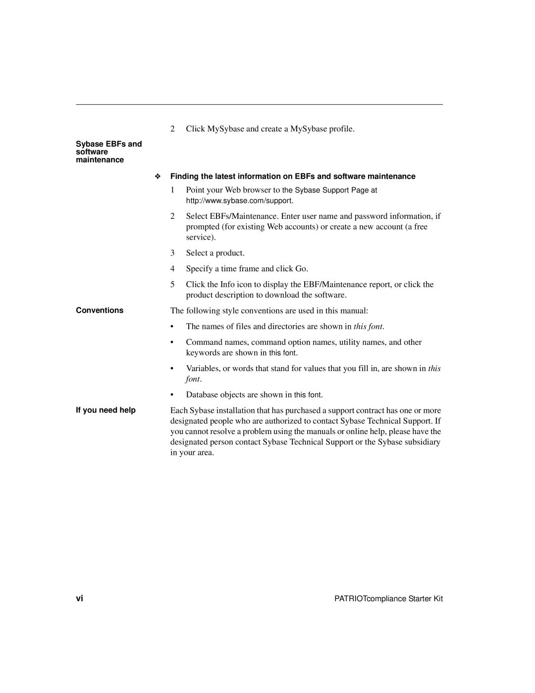 Sybase Version 2.2 manual Click MySybase and create a MySybase profile, Font 