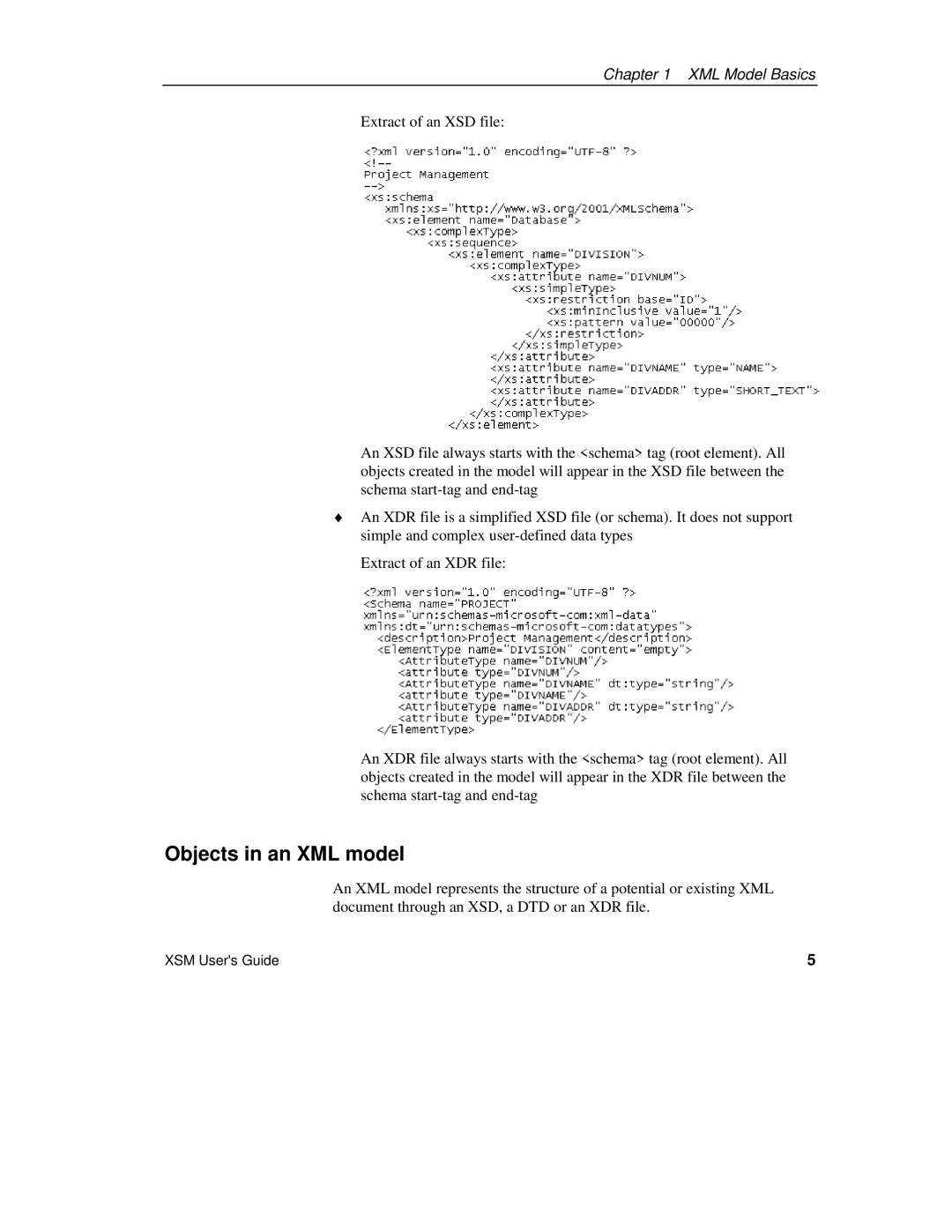 Sybase manual Objects in an XML model 