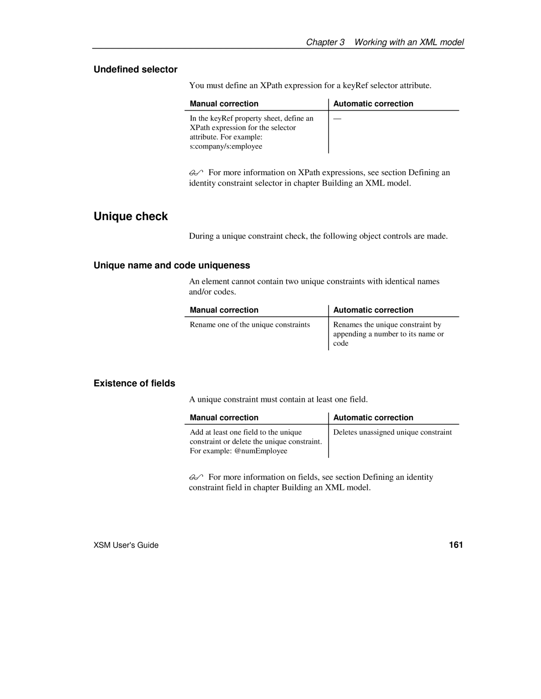 Sybase XML manual Unique check, Unique name and code uniqueness, 161 