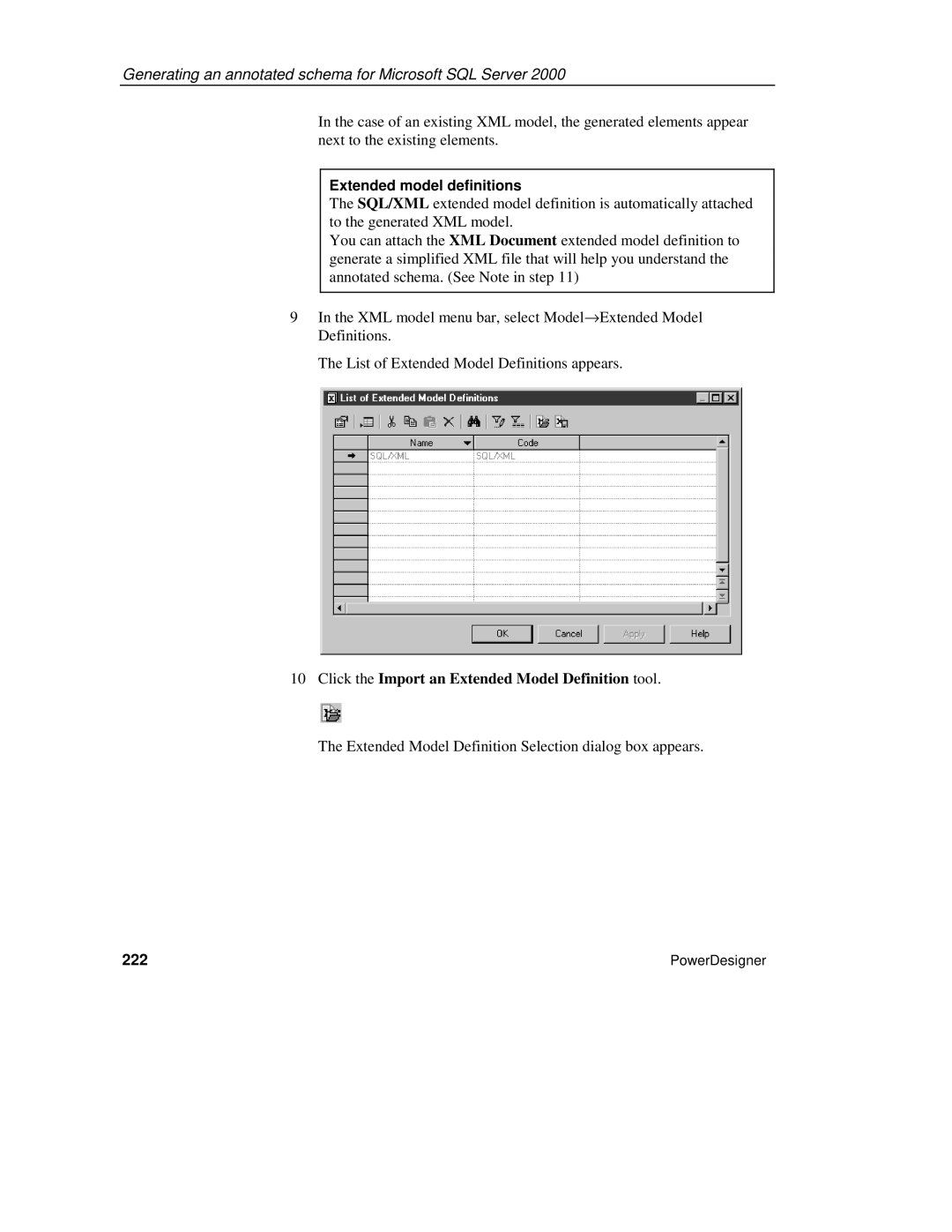 Sybase XML manual Extended model definitions, 222 