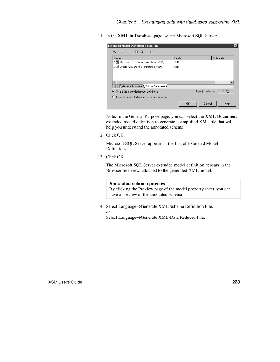 Sybase XML manual Annotated schema preview, 223 