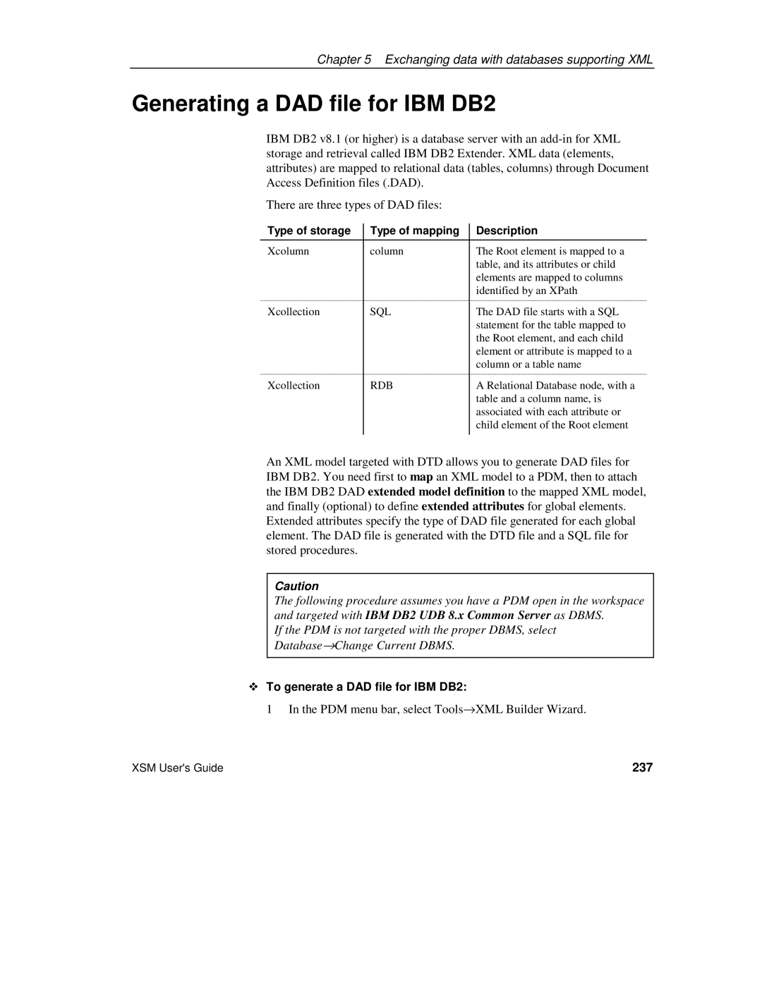 Sybase XML manual Generating a DAD file for IBM DB2, ™ To generate a DAD file for IBM DB2, 237 