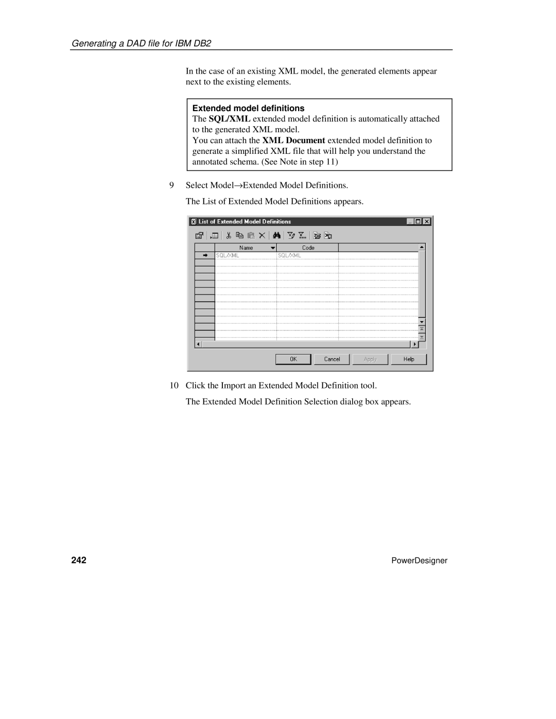 Sybase XML manual Extended model definitions, 242 