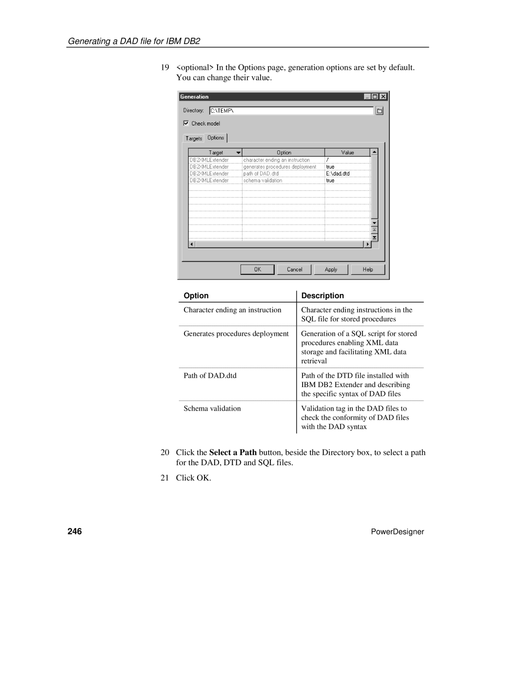 Sybase XML manual 246, Option Description 