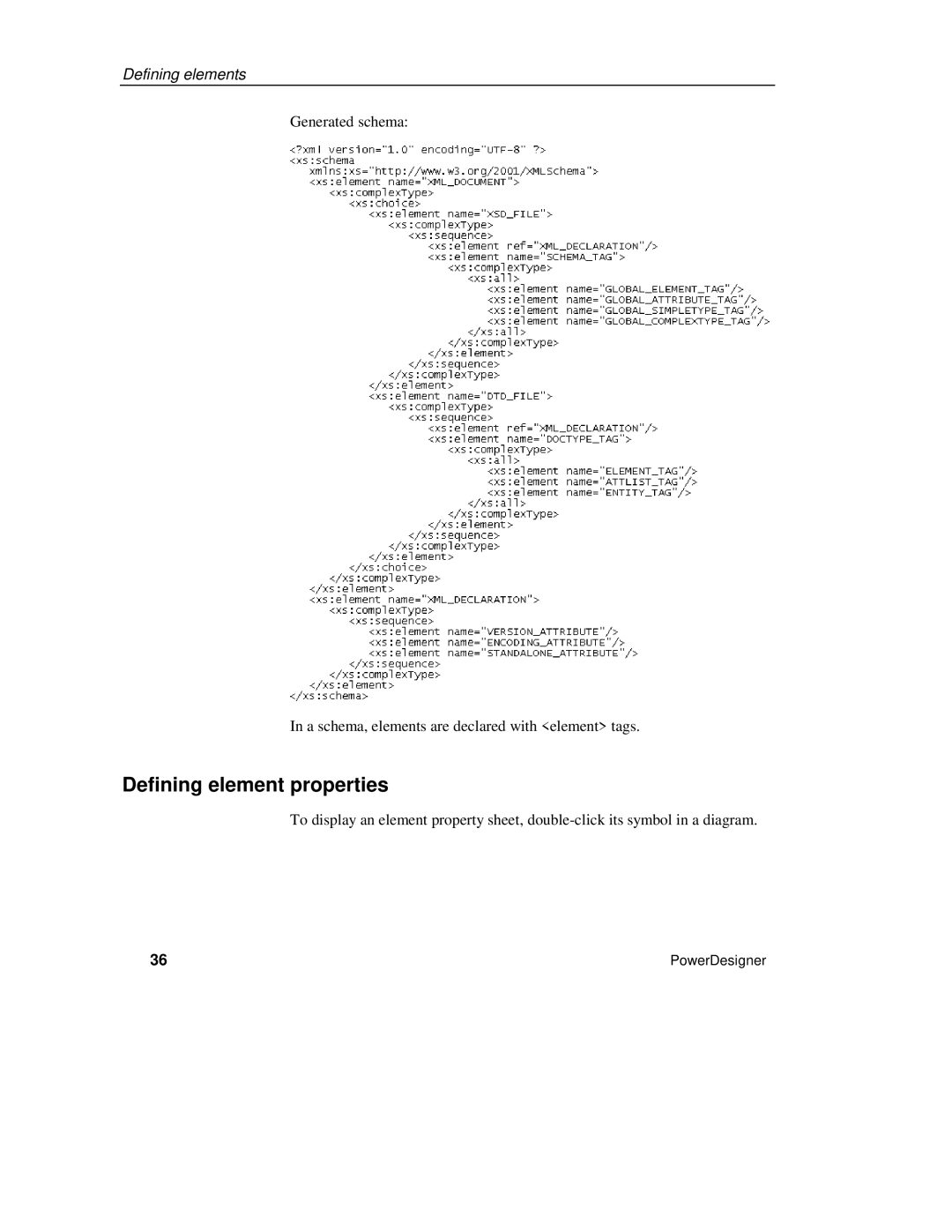 Sybase XML manual Defining element properties 