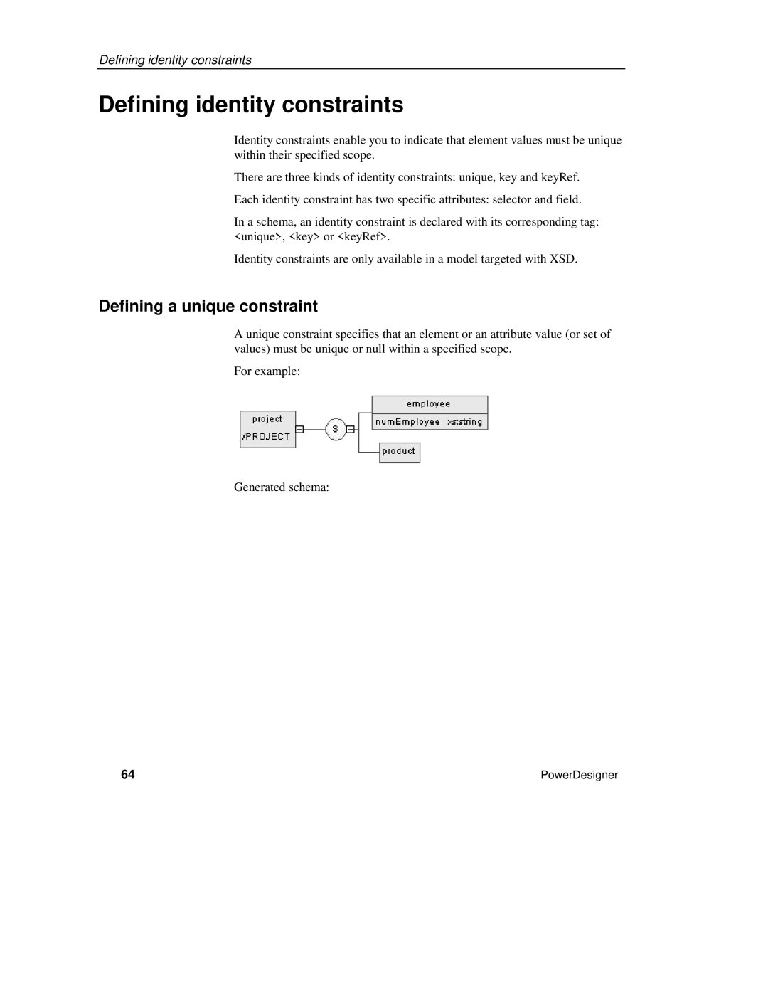 Sybase XML manual Defining identity constraints, Defining a unique constraint 