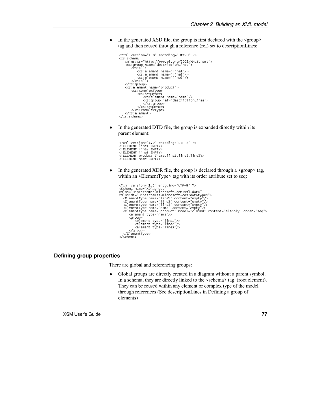 Sybase XML manual Defining group properties 