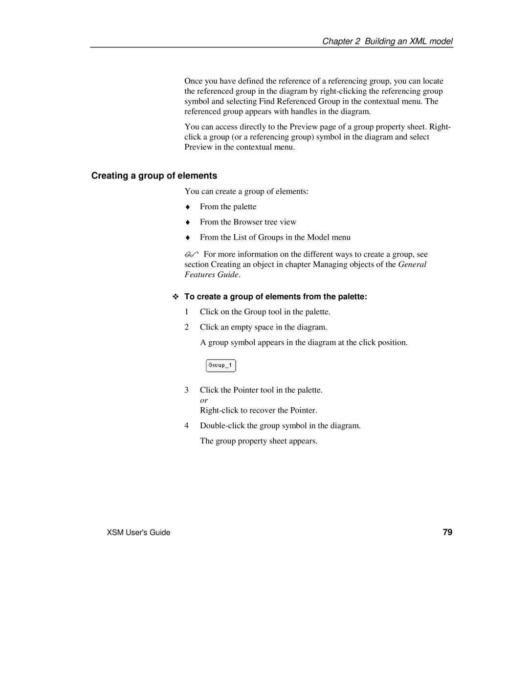 Sybase XML manual Creating a group of elements, ™ To create a group of elements from the palette 