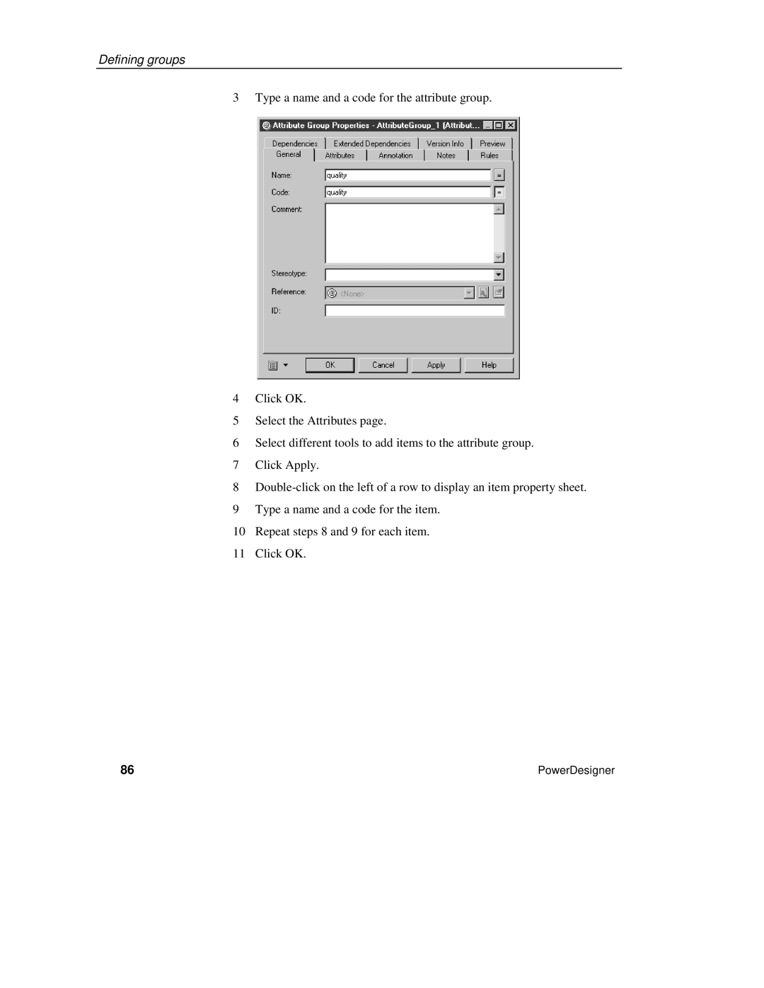 Sybase XML manual Defining groups 