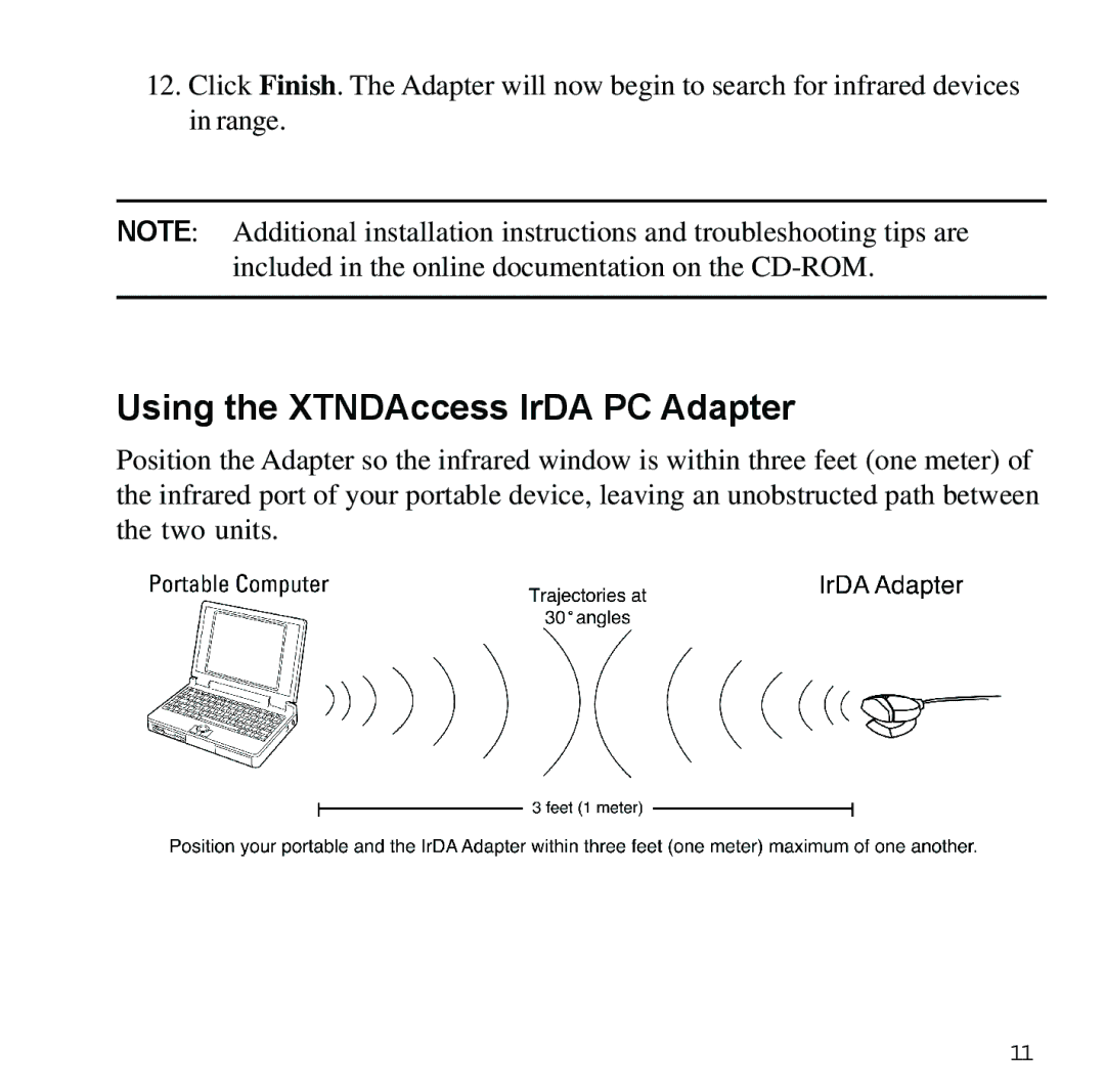 Sybase XTNDAccessTM manual Using the XTNDAccess IrDA PC Adapter 