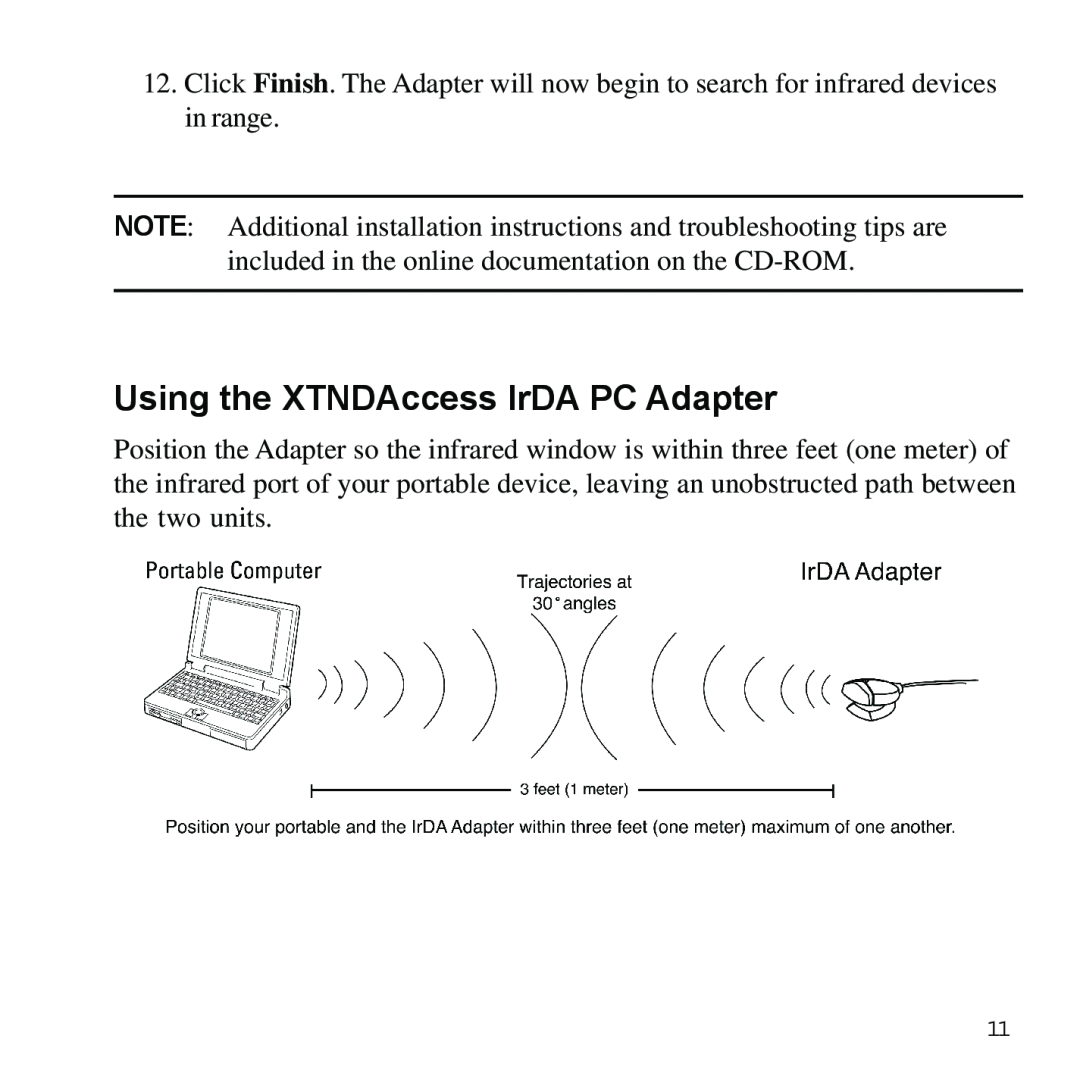 Sybase XTNDAccessTM manual Using the XTNDAccess IrDA PC Adapter 